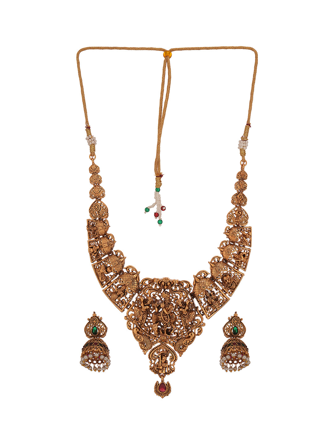 Gold Plated Vishnu ji  Dashavatar Temple Jewellery Set