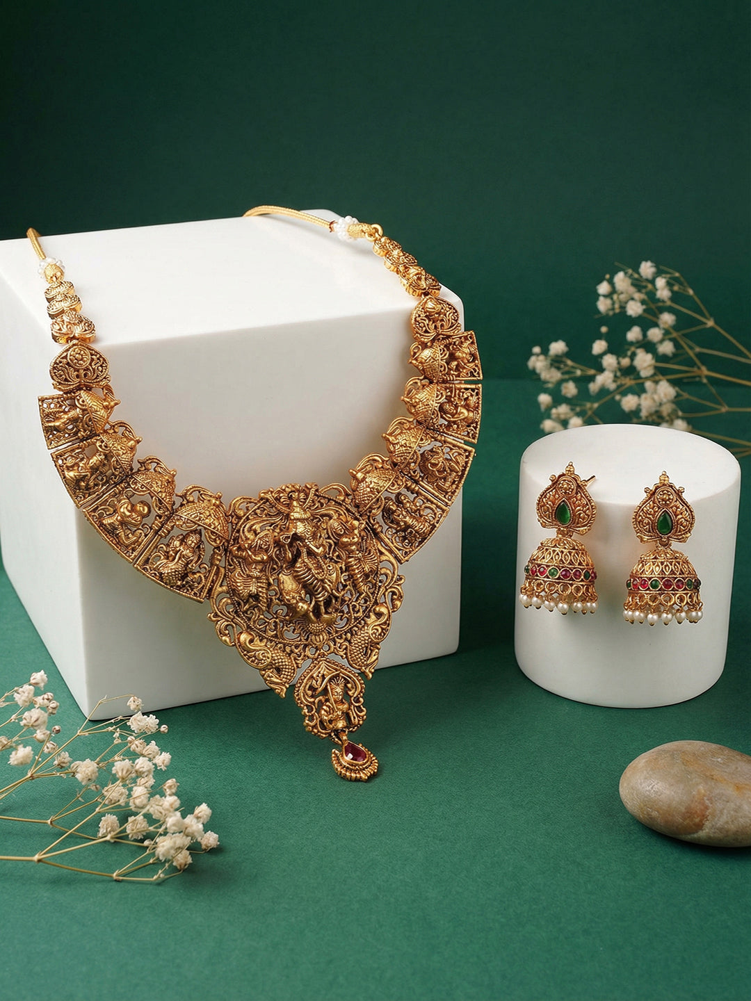 Gold Plated Vishnu Ji Dashavatar Temple Jewellery Set