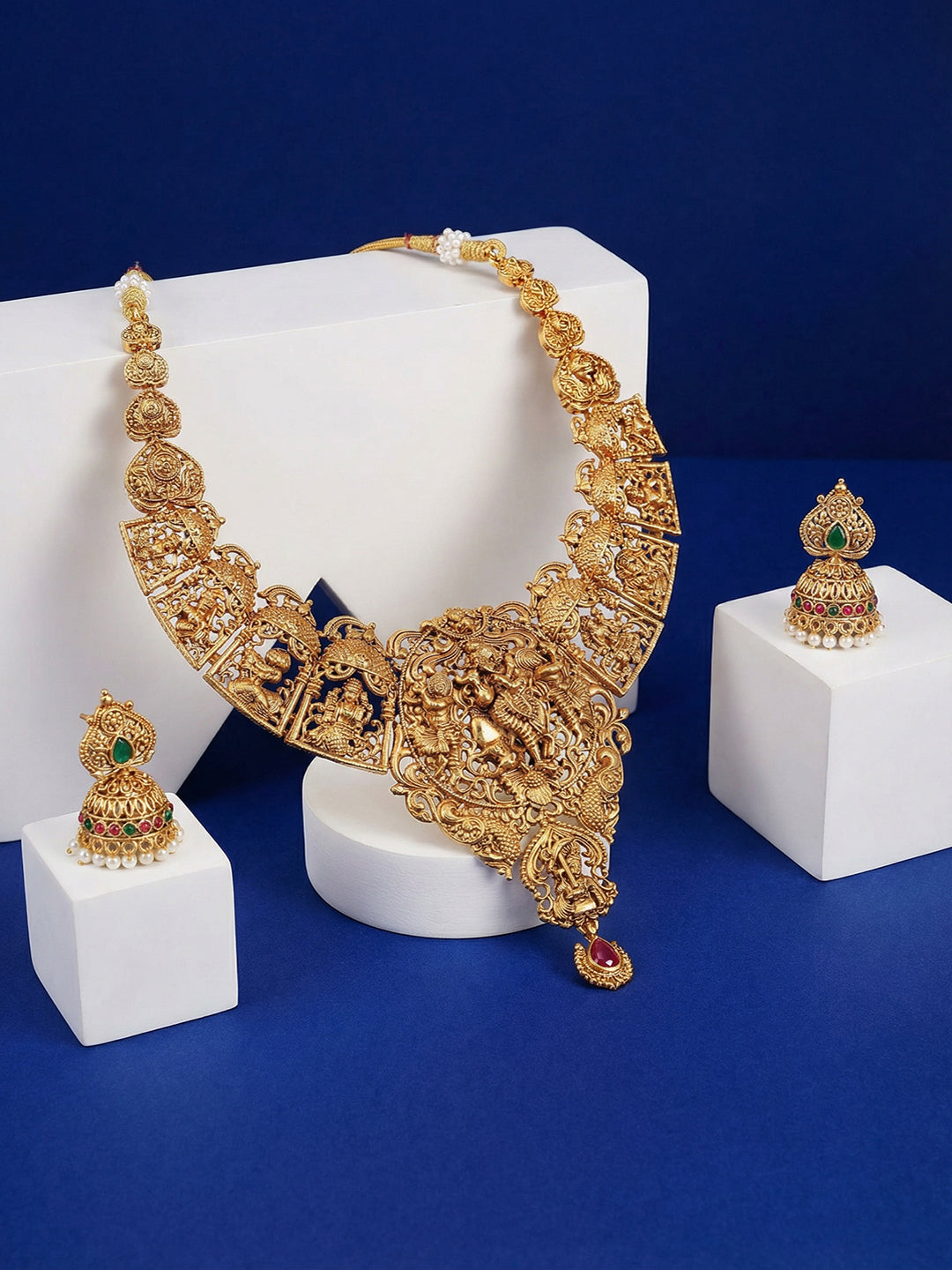 Gold Plated Vishnu Ji Dashavatar Temple Jewellery Set