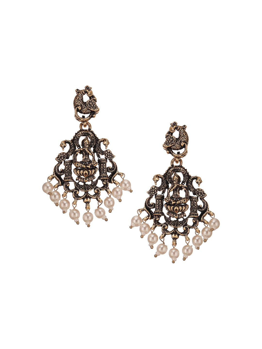 Combo Black Gold Victorian Zircon Temple Lord Krishna Jewellery Set