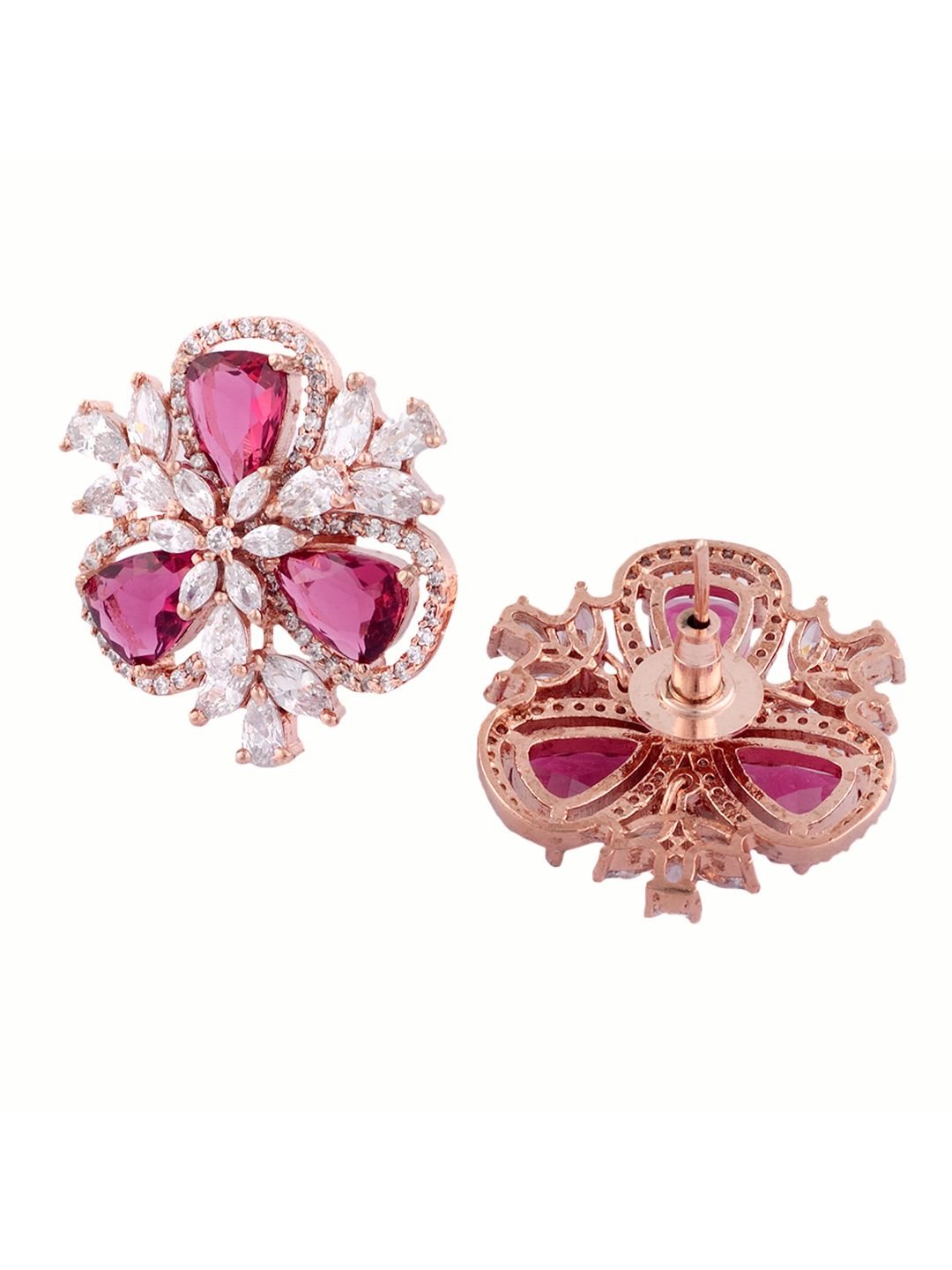 Rose Gold Ruby AD studded handcrafted Ear Ring