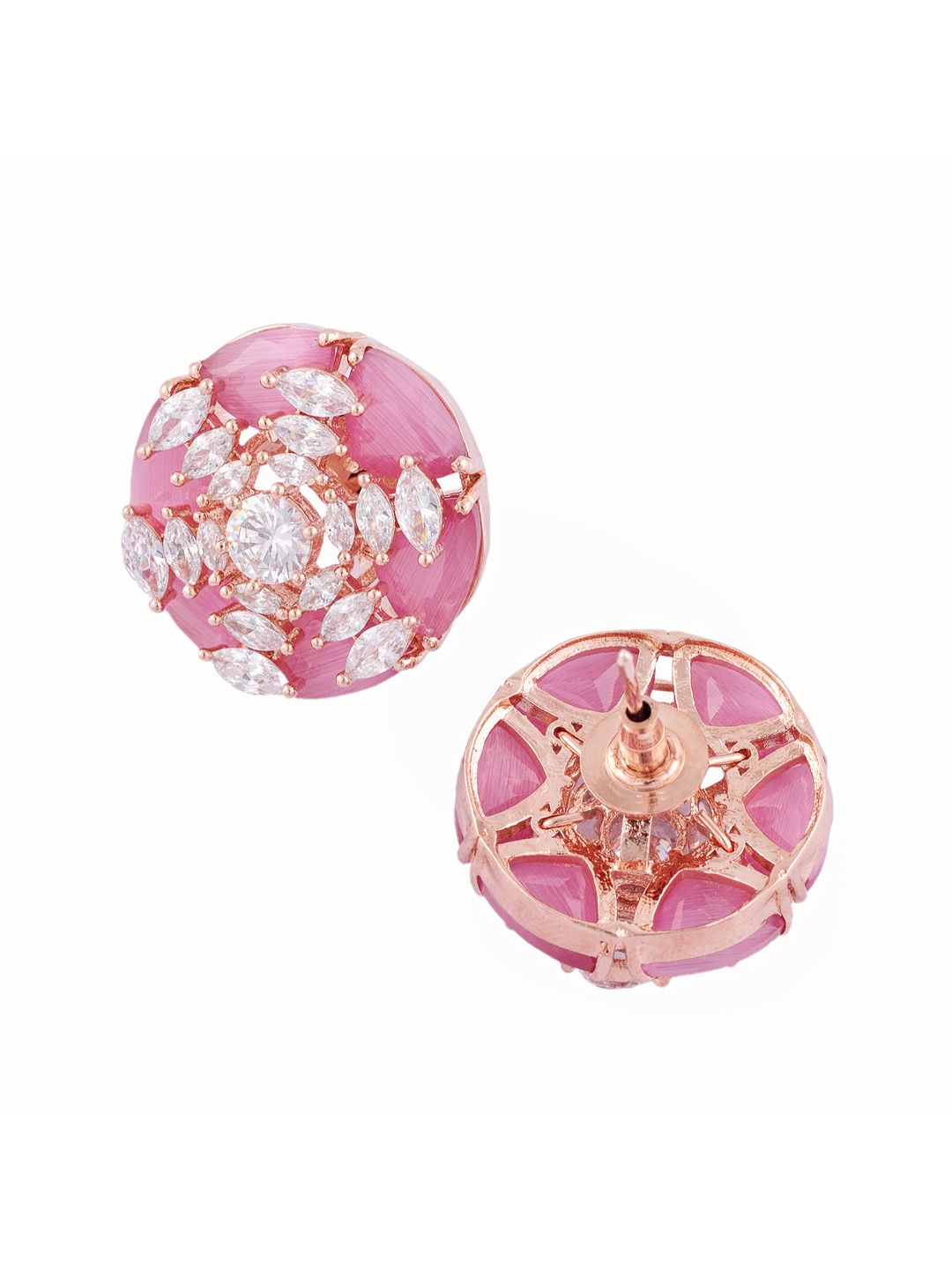 Rose Gold Pink AD studded handcrafted Ear Ring