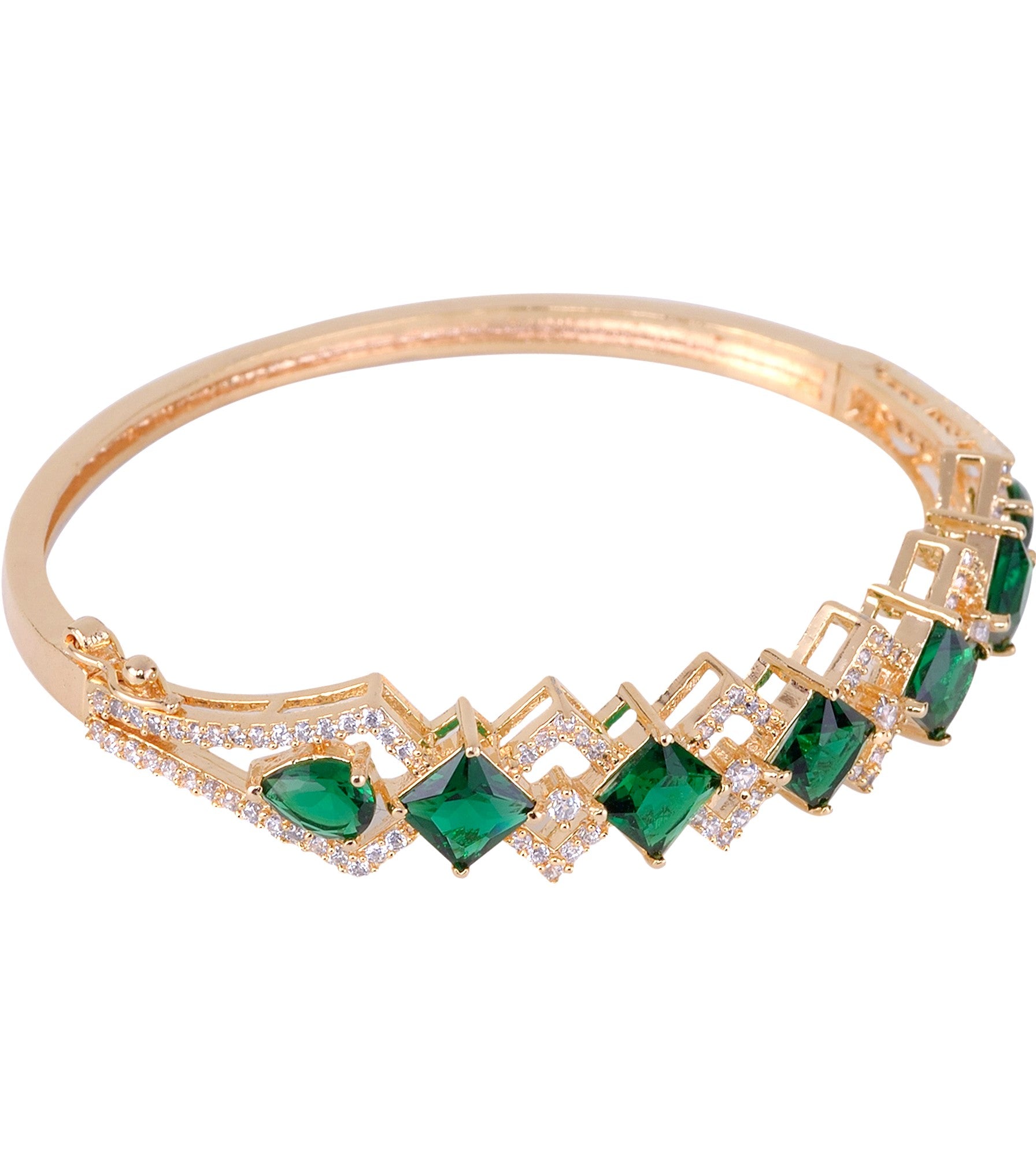 Gold plated Green AD studded handcrafted stylish Bracelet for Women & Girls