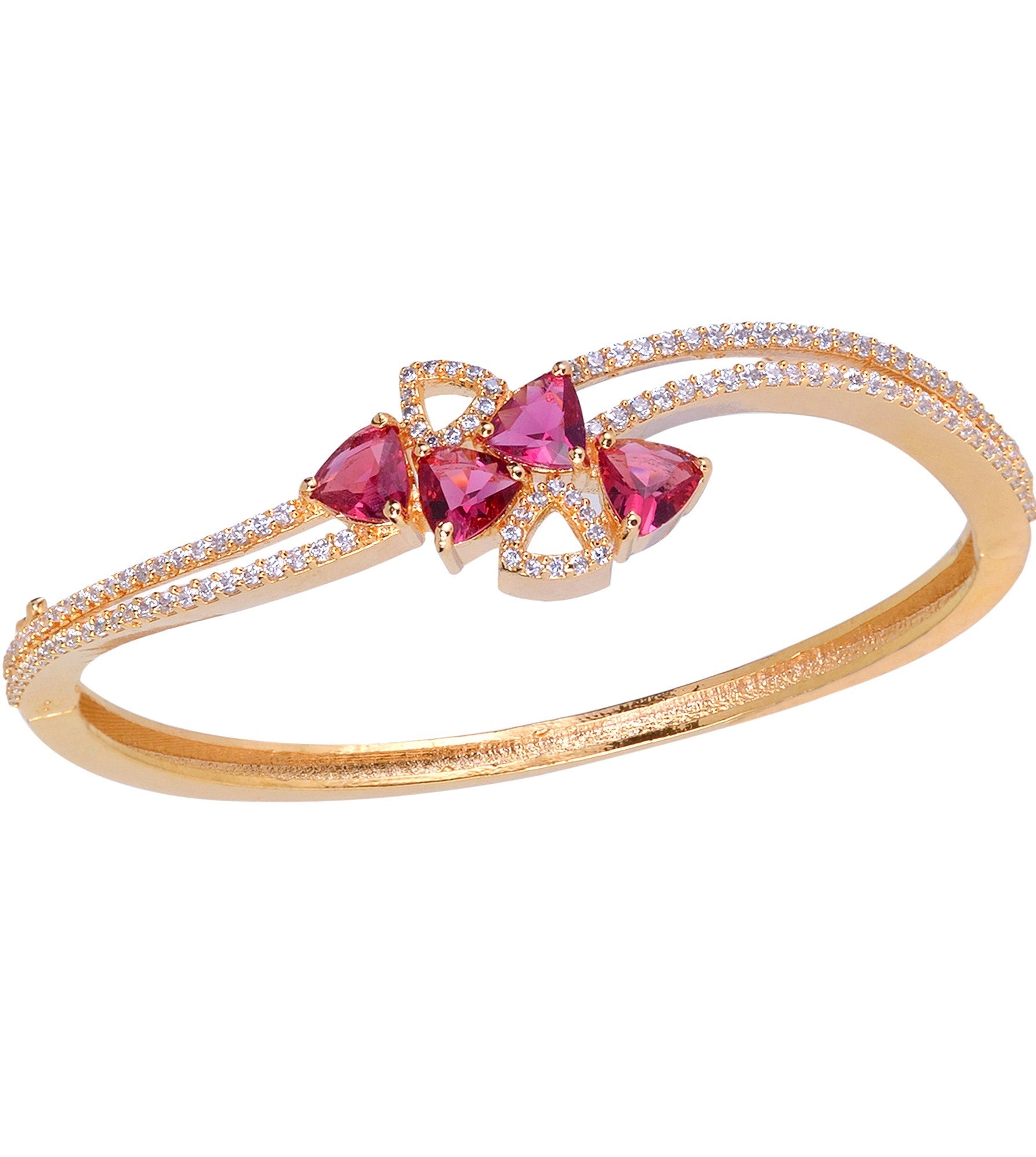 Gold plated Ruby AD studded handcrafted Bracelet for Women & Girls