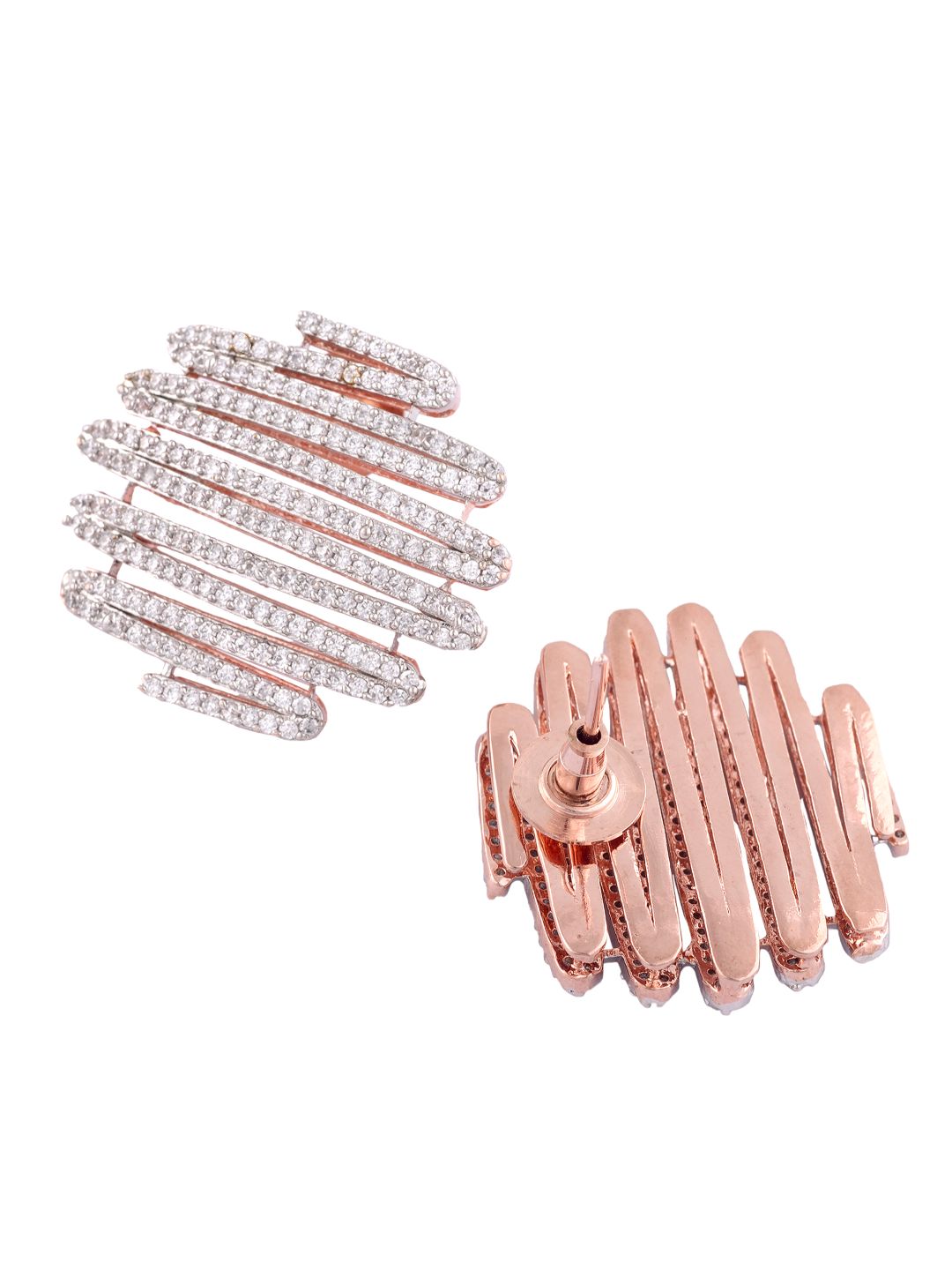 Rose Gold White AD studded handcrafted designer Ear Ring