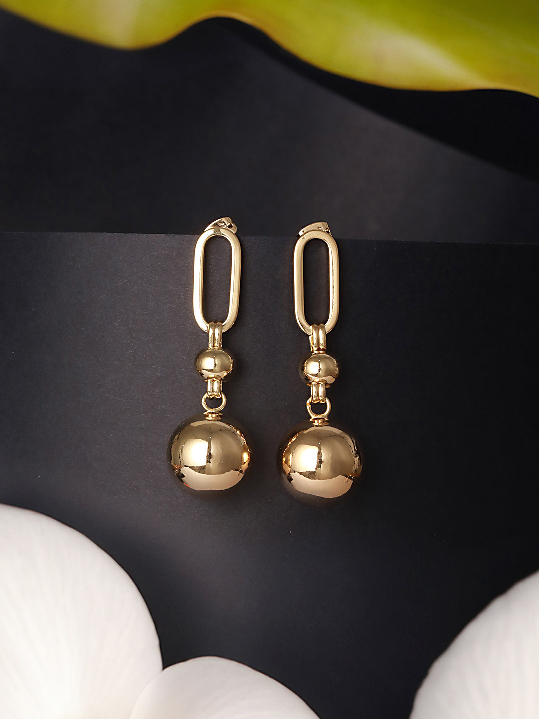 Anti-Tarnish Gold Toned Ball loop Hoop  Dangler earrings