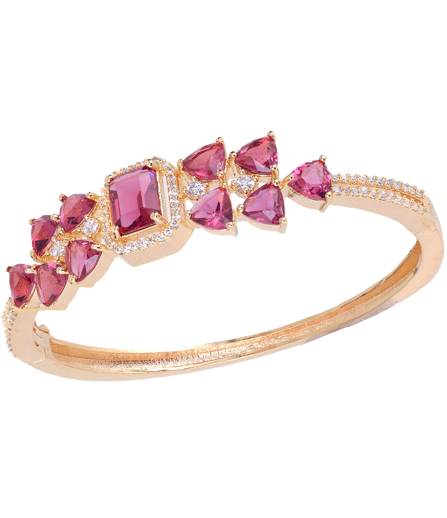 Gold plated Ruby AD studded handcrafted designer Bracelet for Women & Girls