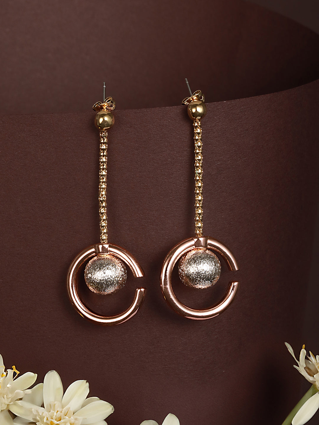 Anti-Tarnish Gold & Rose Gold Plated Chain Dangling Minimalist  Earrings