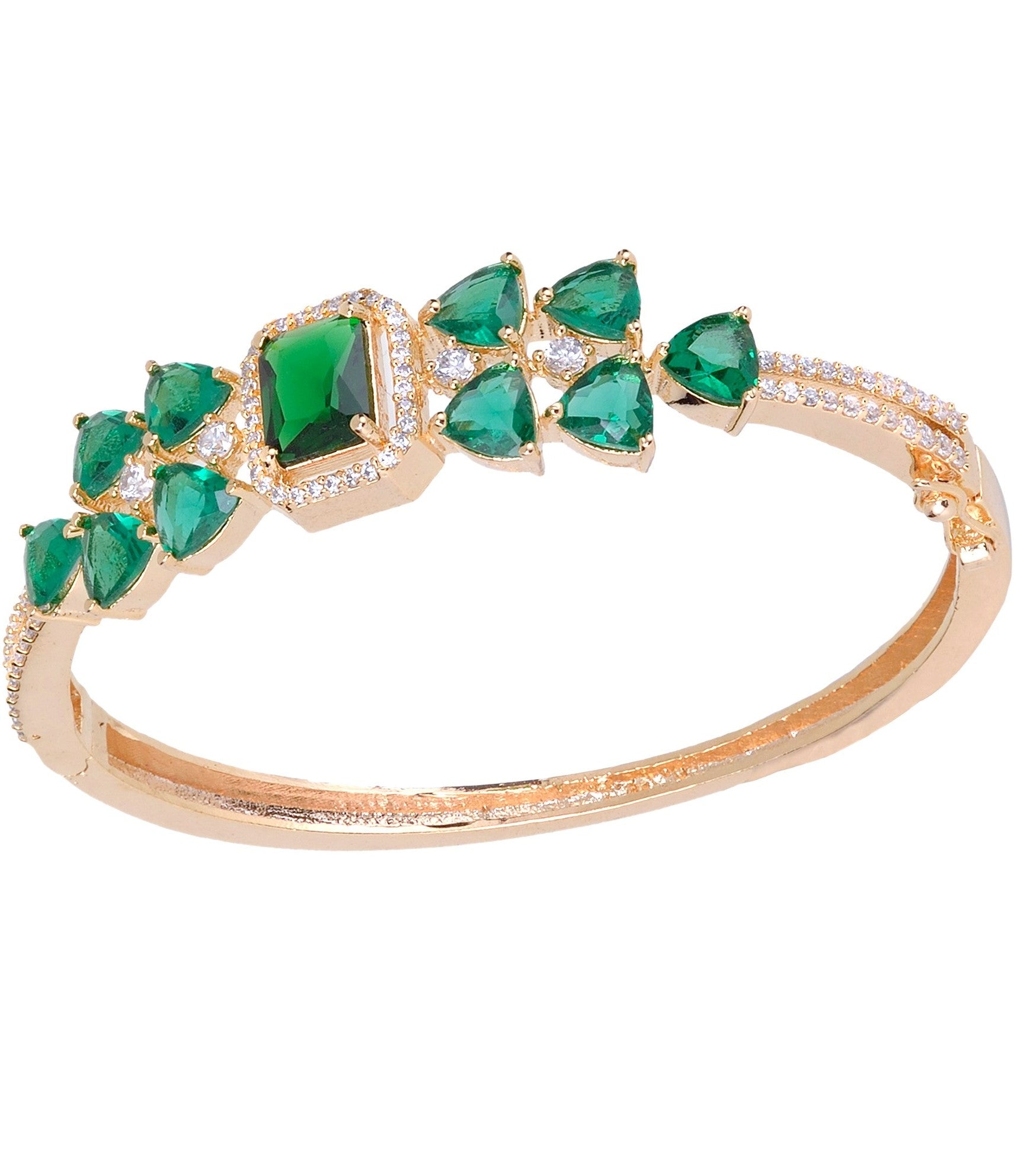 Gold plated Green AD studded handcrafted stylish Bracelet for Women & Girls