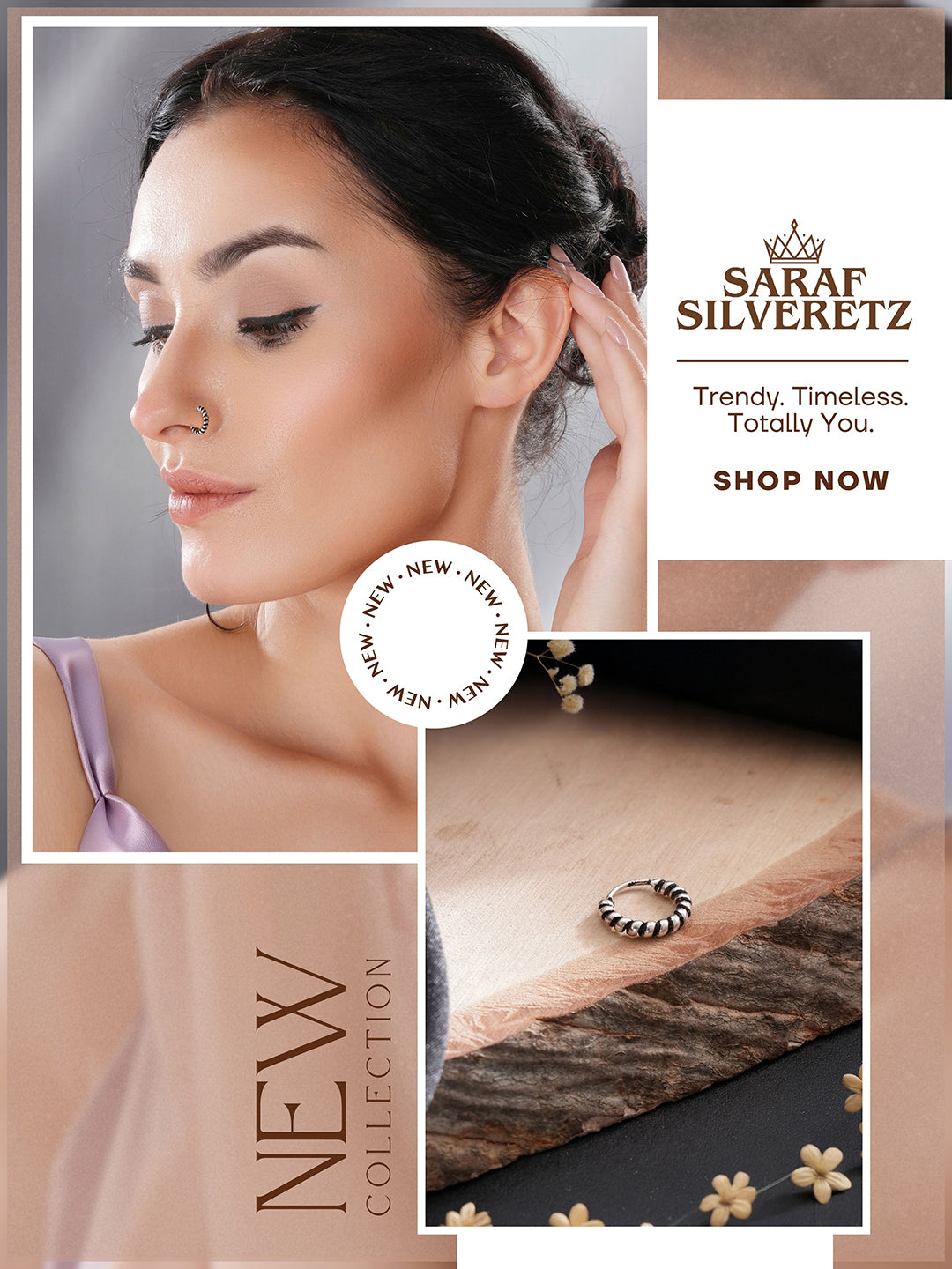 925 Sterling Silver Oxidised Hoop Bali Nose Ring