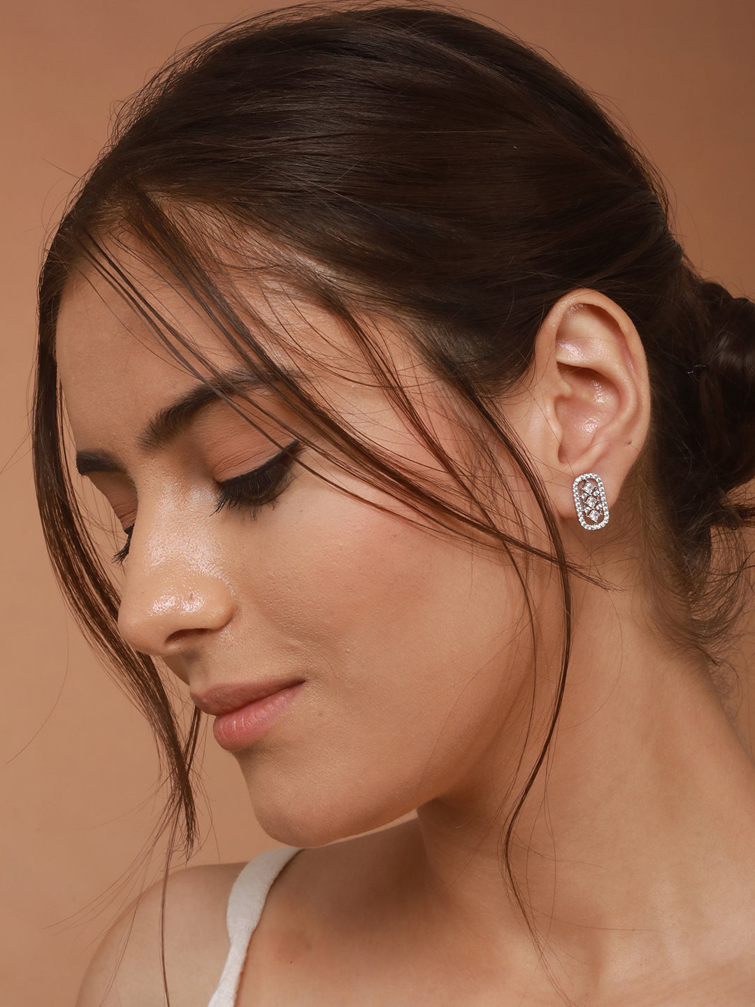 925 Sterling Silver Cubic Zirconia Geometric Studds earrings