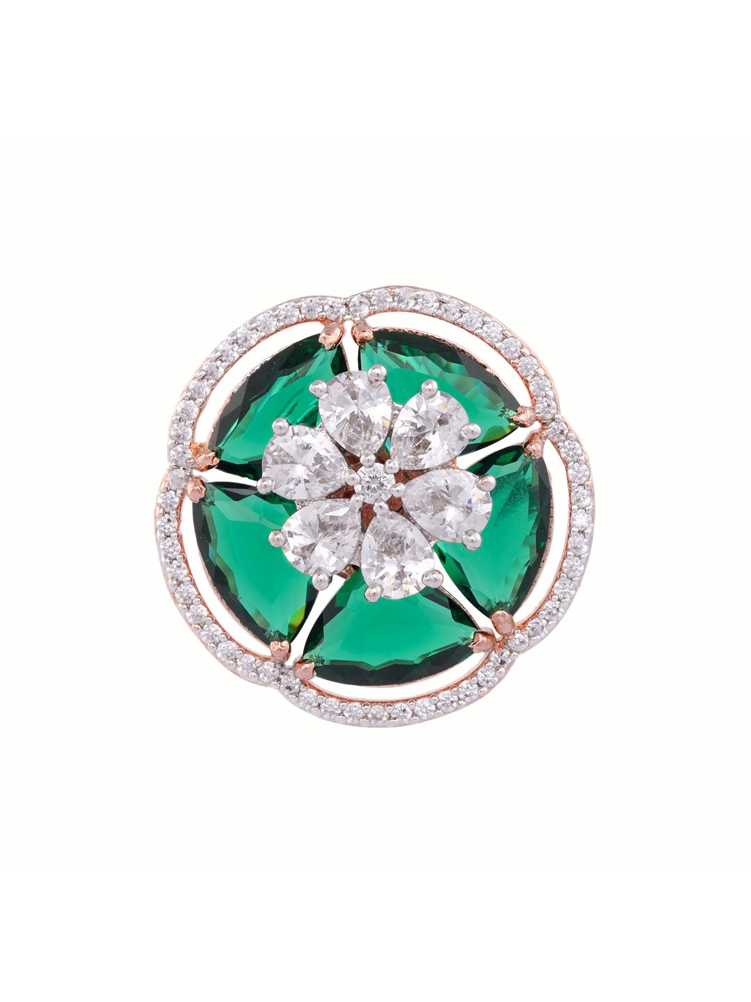 Rose Gold Green AD studded handcrafted Ear Ring