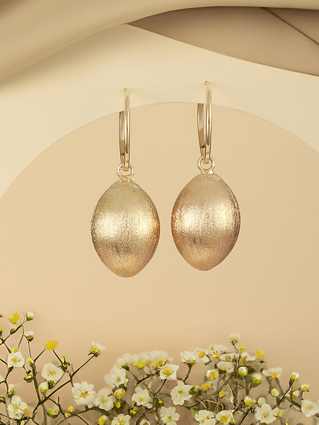 Anti-Tarnish Gold Plated Hoop Oval Shaped Earrings