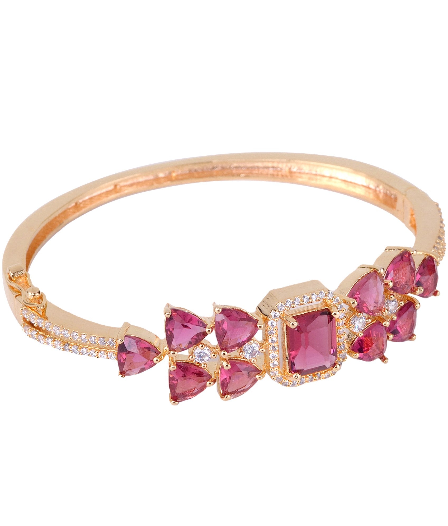 Gold plated Ruby AD studded handcrafted designer Bracelet for Women & Girls