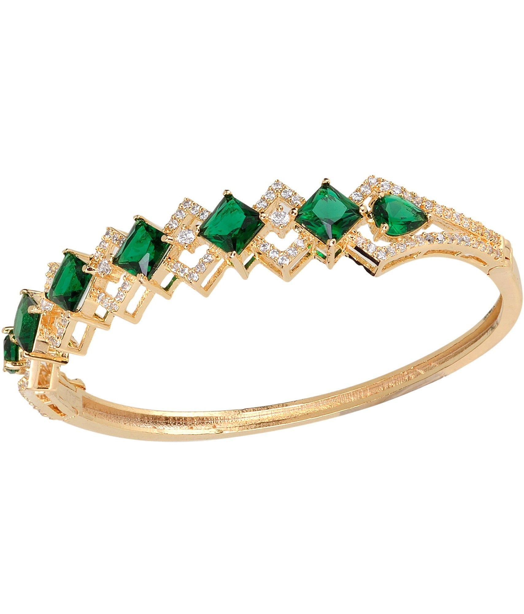 Gold plated Green AD studded handcrafted stylish Bracelet for Women & Girls