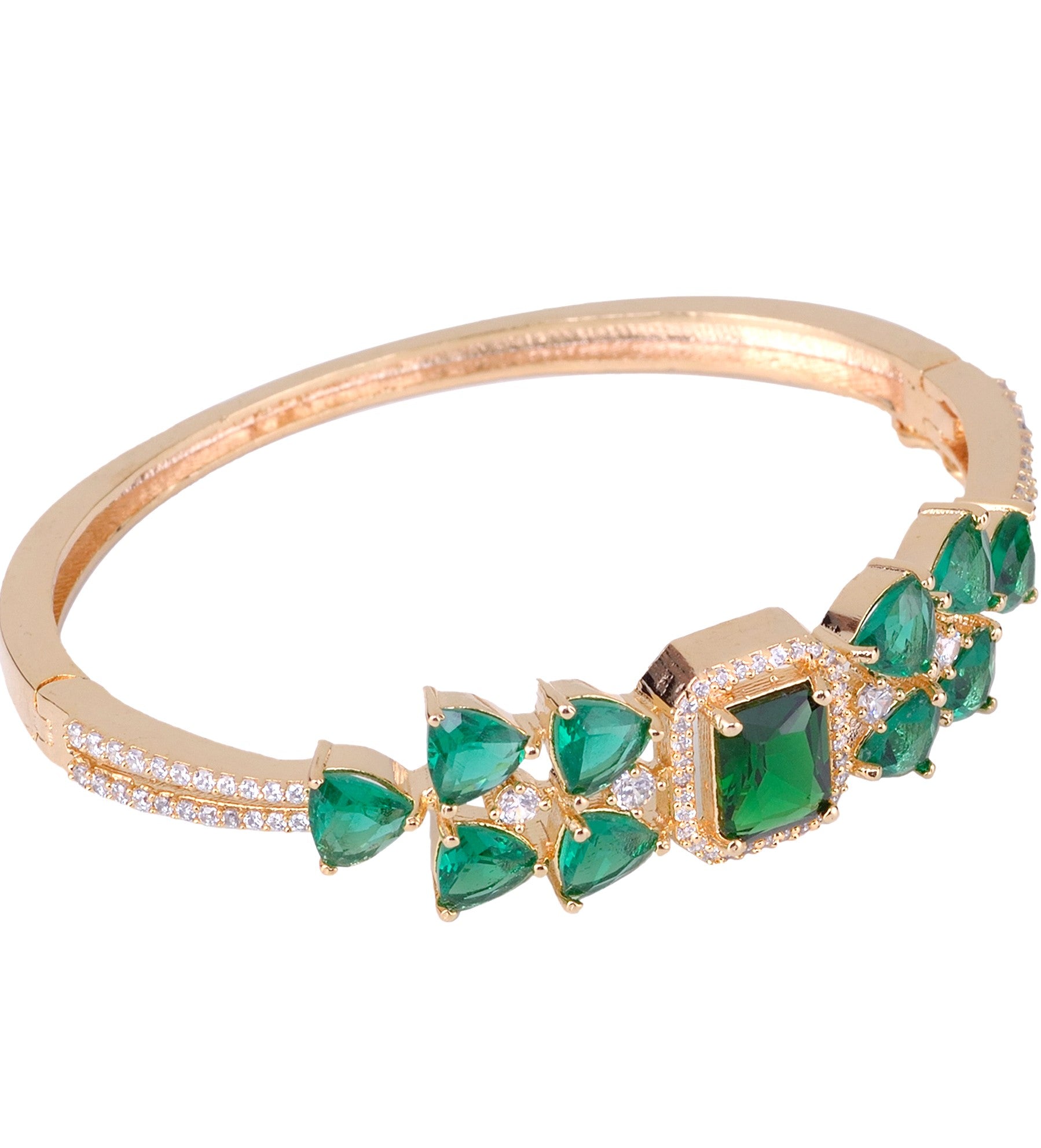 Gold plated Green AD studded handcrafted stylish Bracelet for Women & Girls