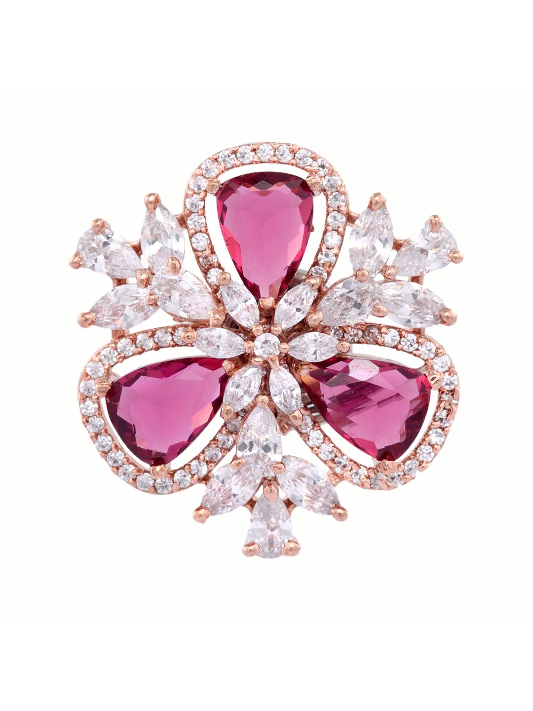 Rose Gold Ruby AD studded handcrafted Ear Ring