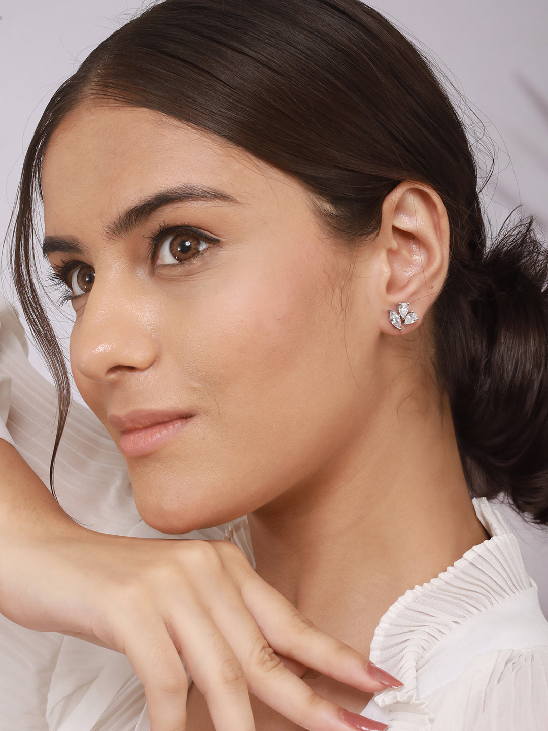 925 Sterling Silver Rhodium Plated Quirky Minimal Studds Earrings