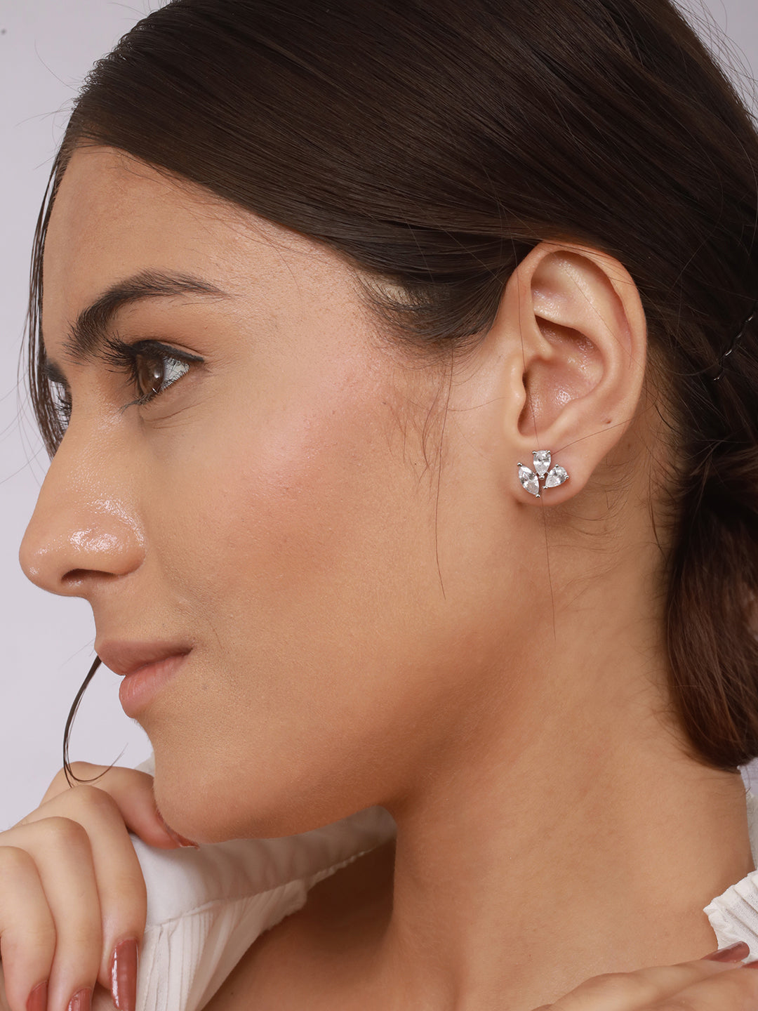 925 Sterling Silver Rhodium Plated Quirky Minimal Studds Earrings