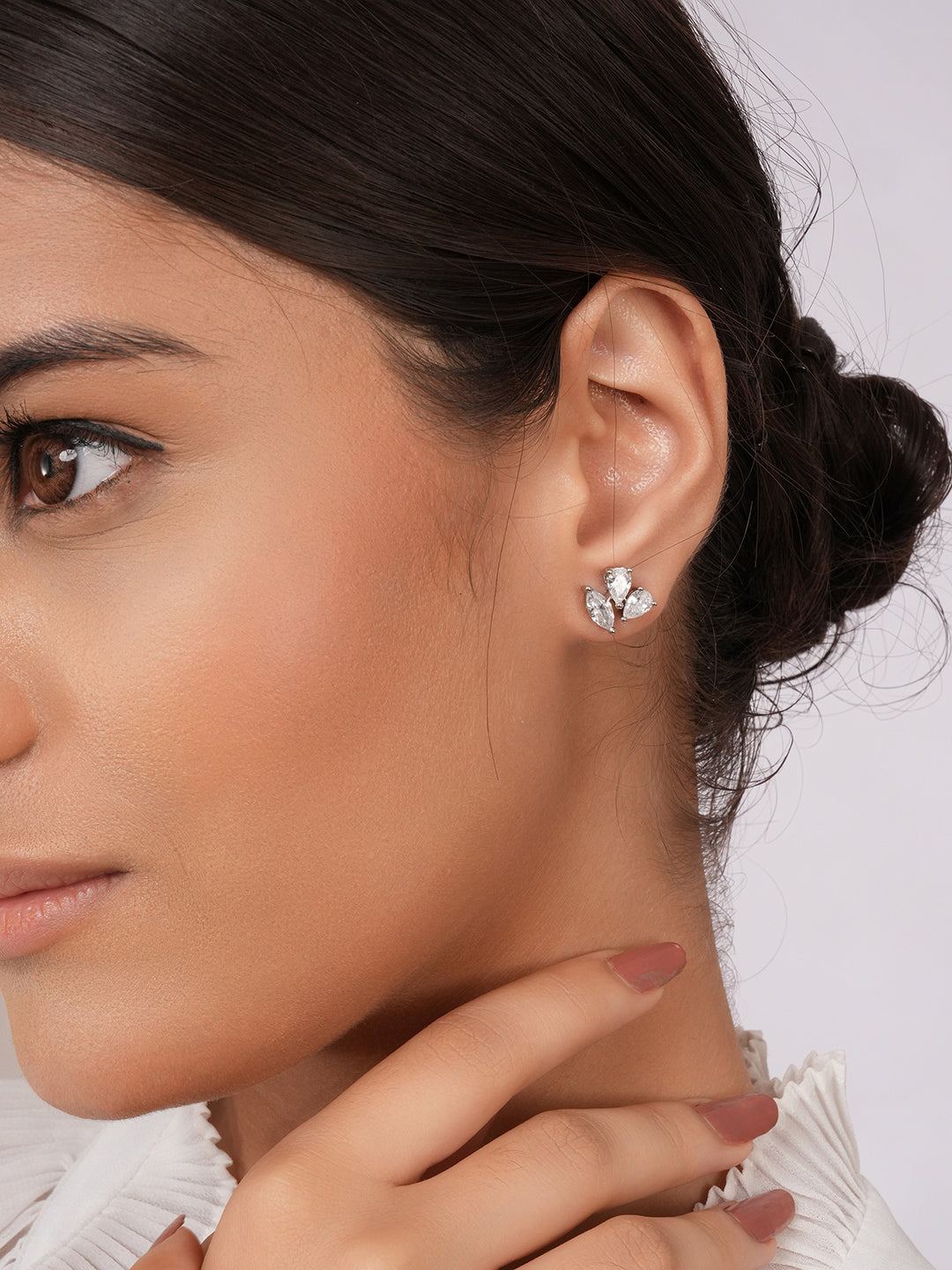 925 Sterling Silver Rhodium Plated Quirky Minimal Studds Earrings