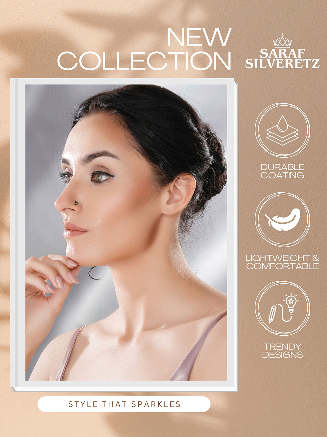 Combo of 2 Nose Pin 925 Sterling Silver Oxidised Rose & Flower Studds Nose Pin