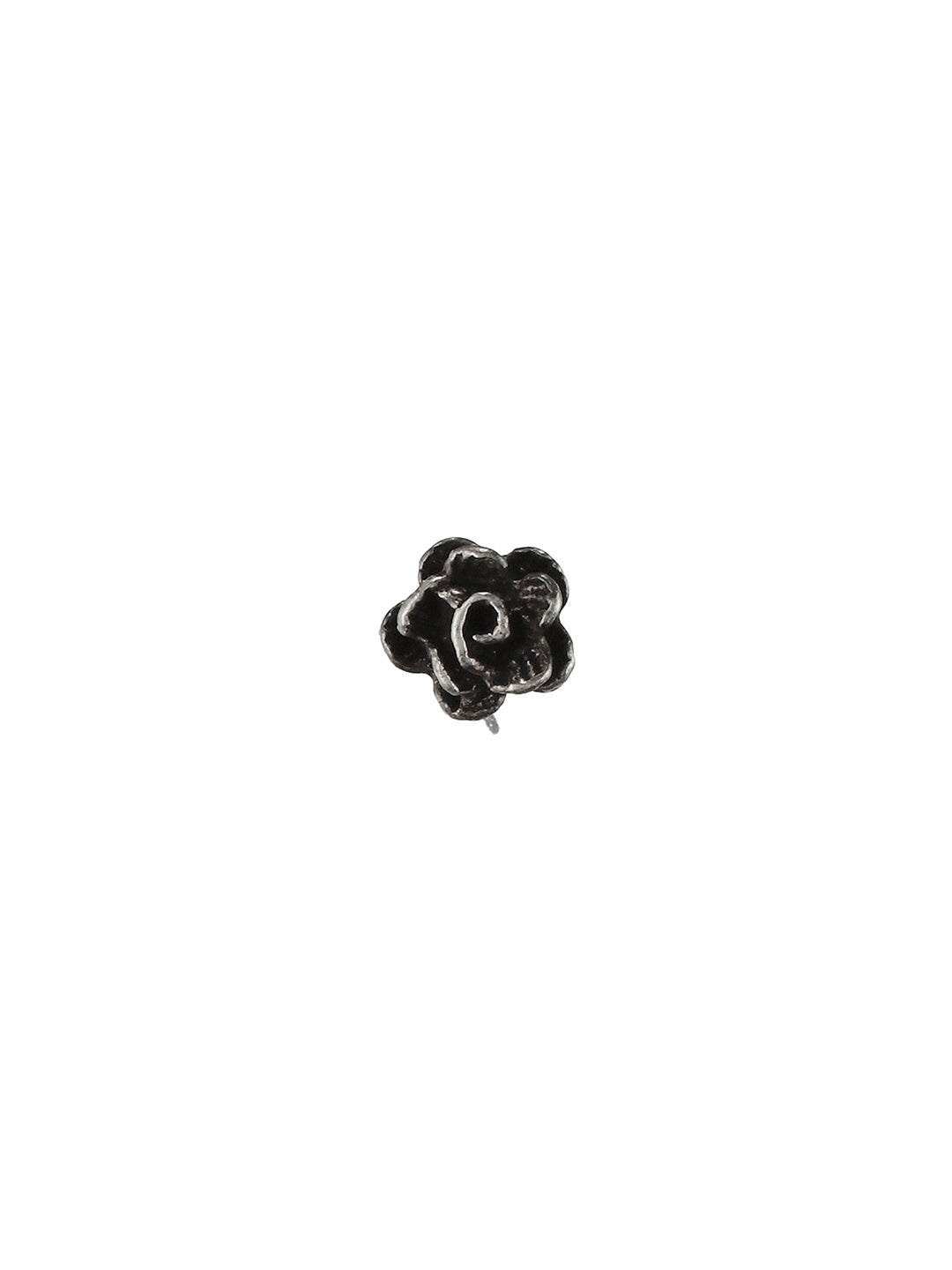 Combo of 2 Nose Pin 925 Sterling Silver Oxidised Rose & Flower Studds Nose Pin