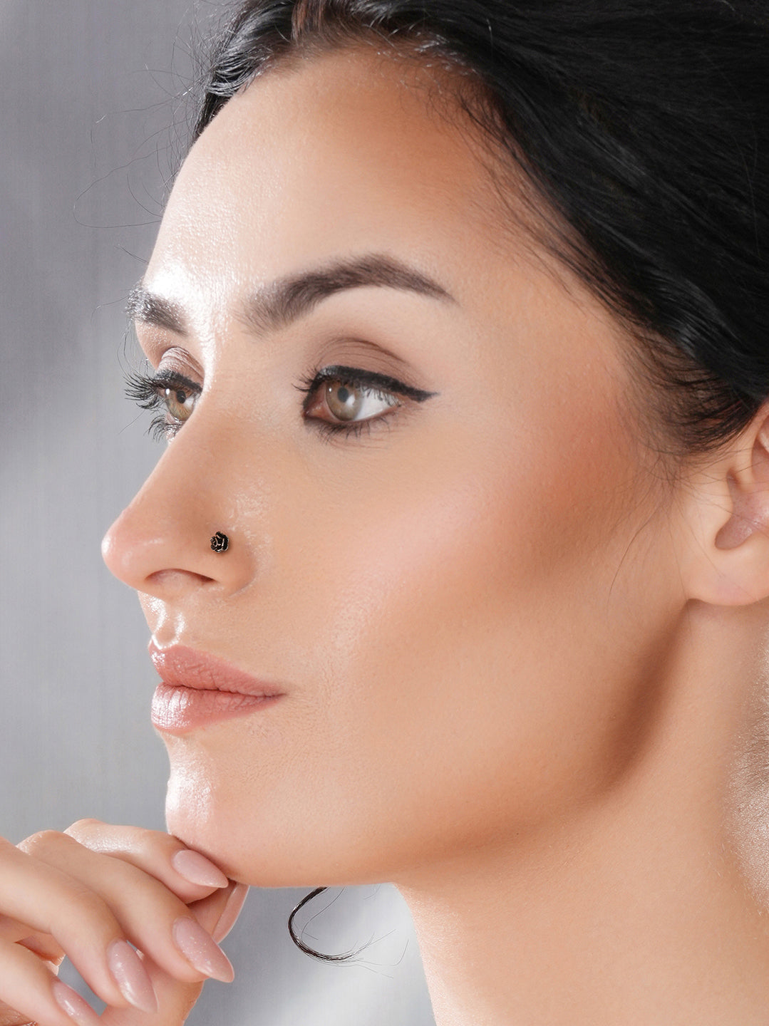 Combo of 2 Nose Pin 925 Sterling Silver Oxidised Rose & Flower Studds Nose Pin