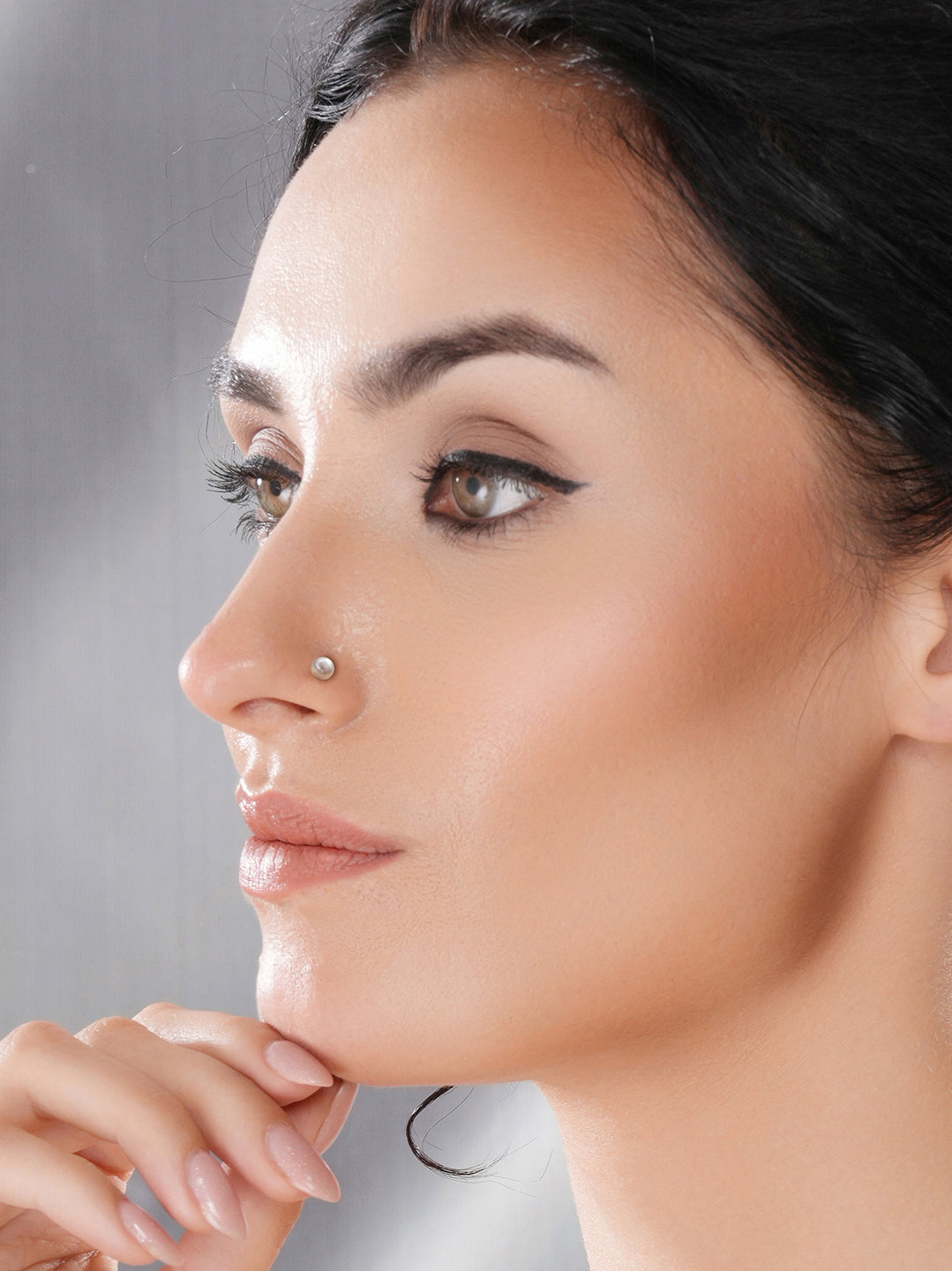 Combo of 2 Nose Pin 925 Sterling Silver AD & Pearl Studds Nose Pin