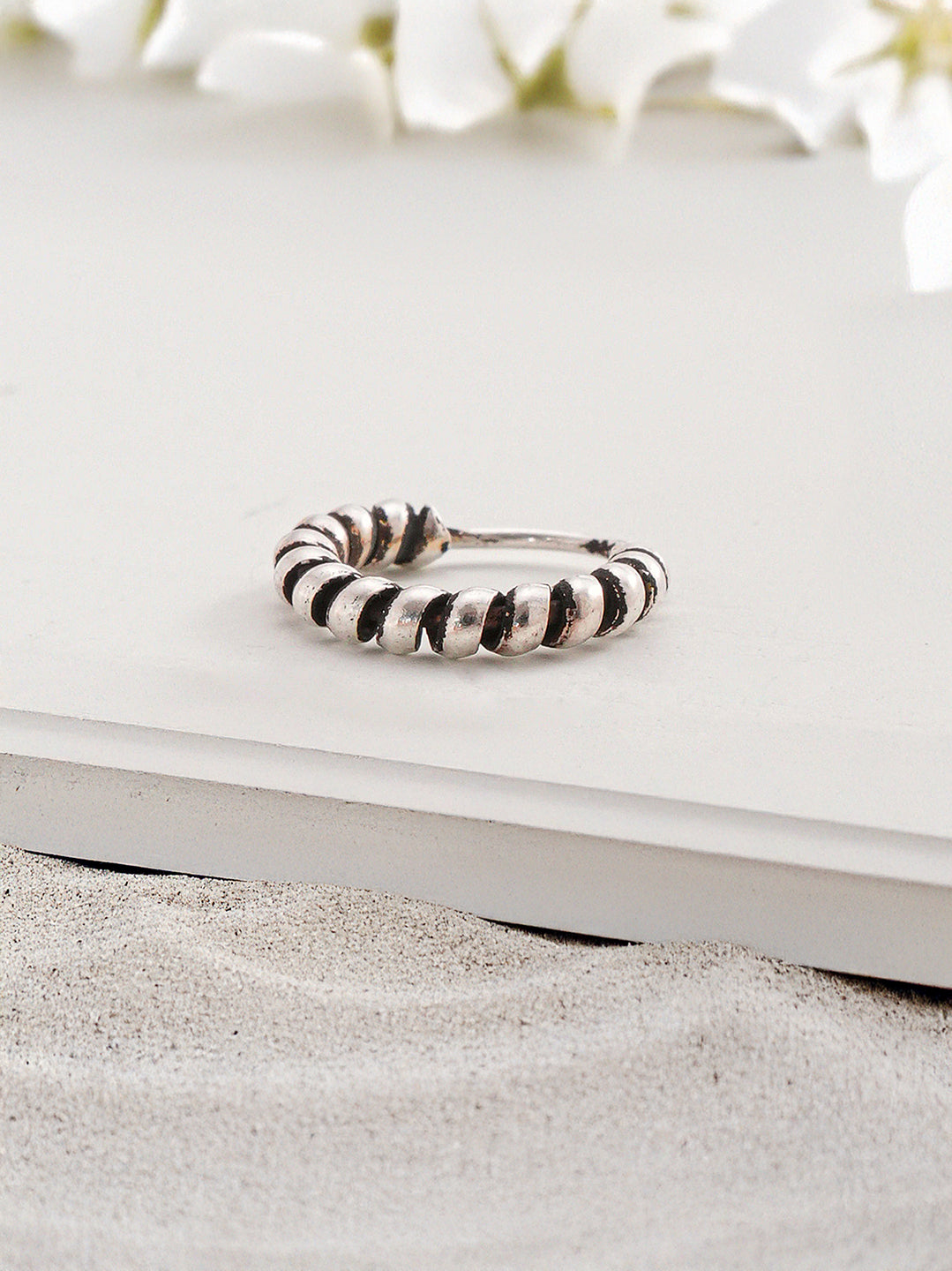 925 Sterling Silver Oxidised Hoop Bali Nose Ring