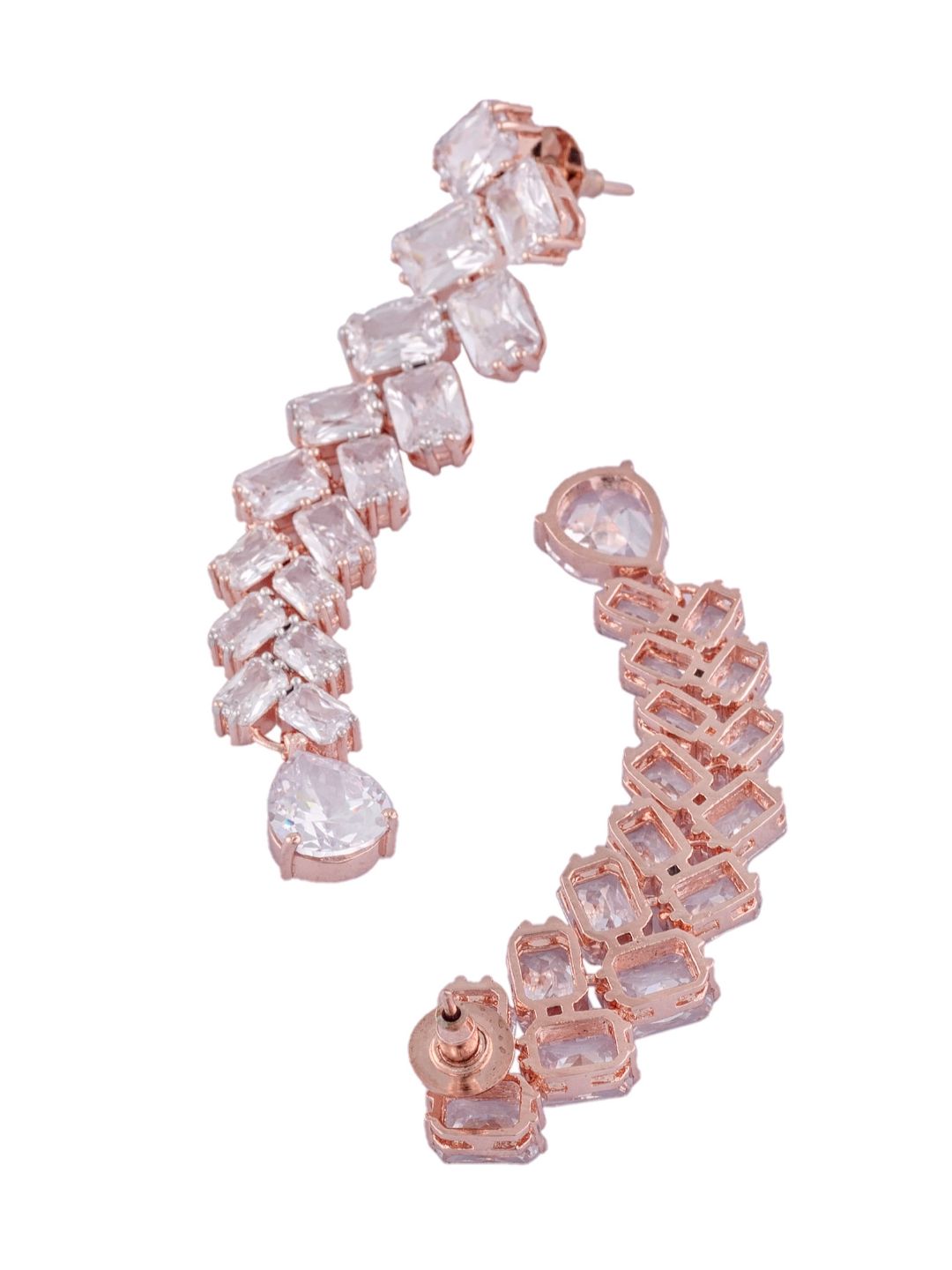 Rose Gold plated AD studded handcrafted dropdown Earrings for girls & women