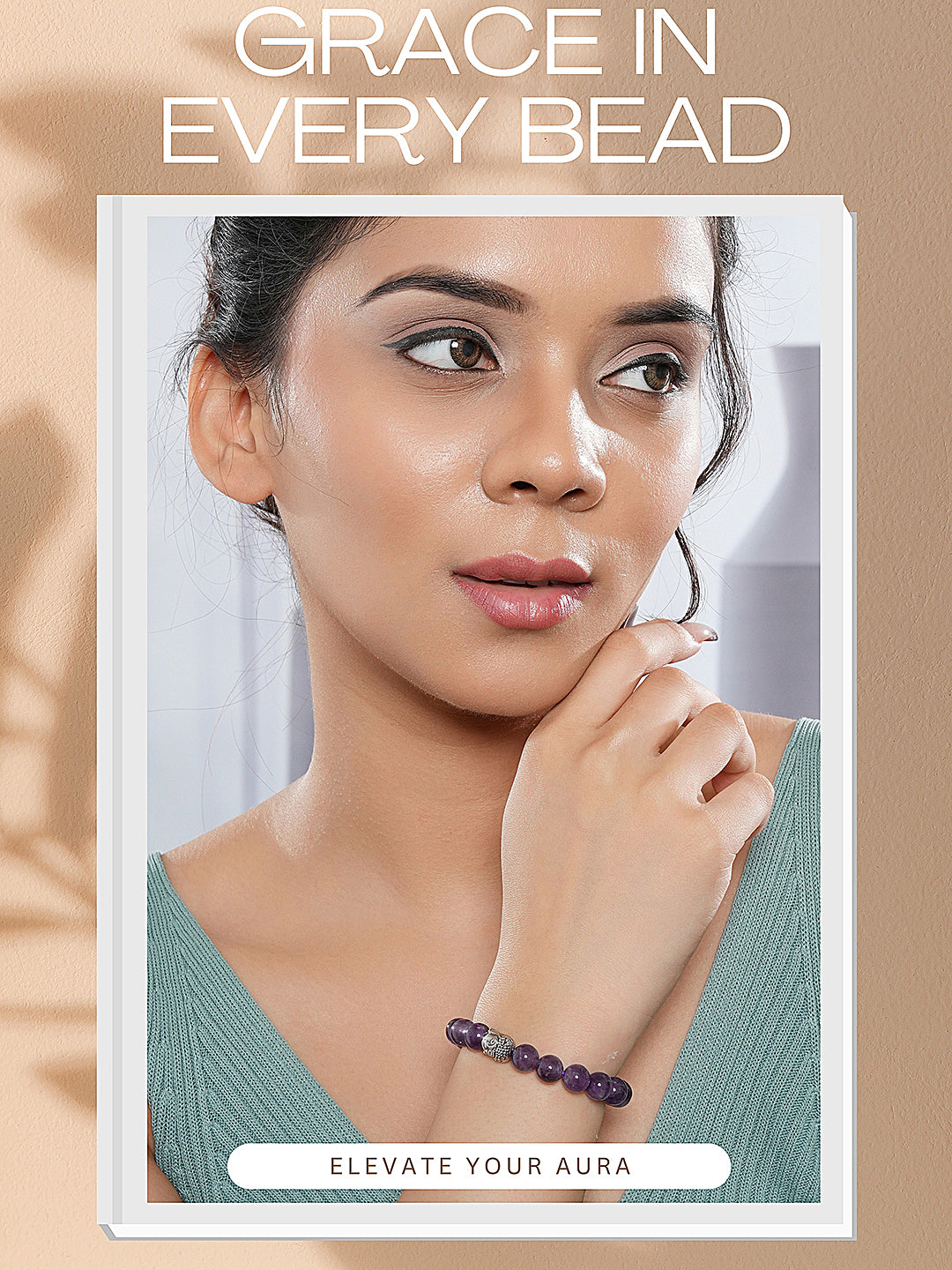 Natural Amethyst Stone Bead Bracelet for Positive Energy & Balance