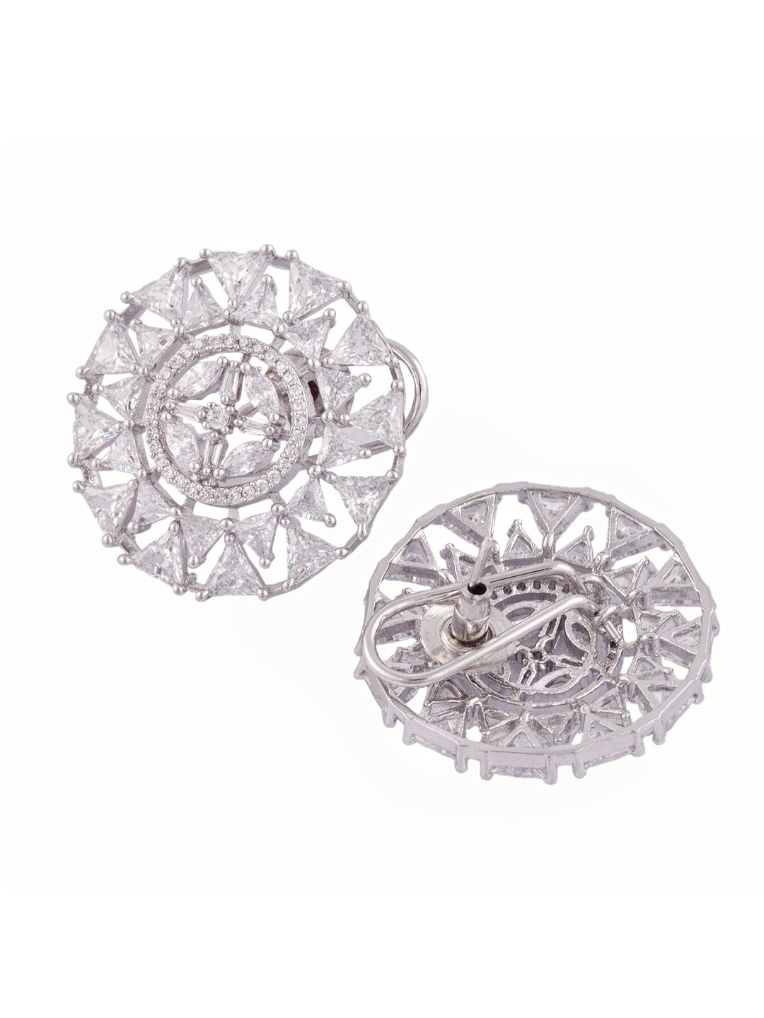 White Rhodium plated AD studded handcrafted Ear rings for girls & women