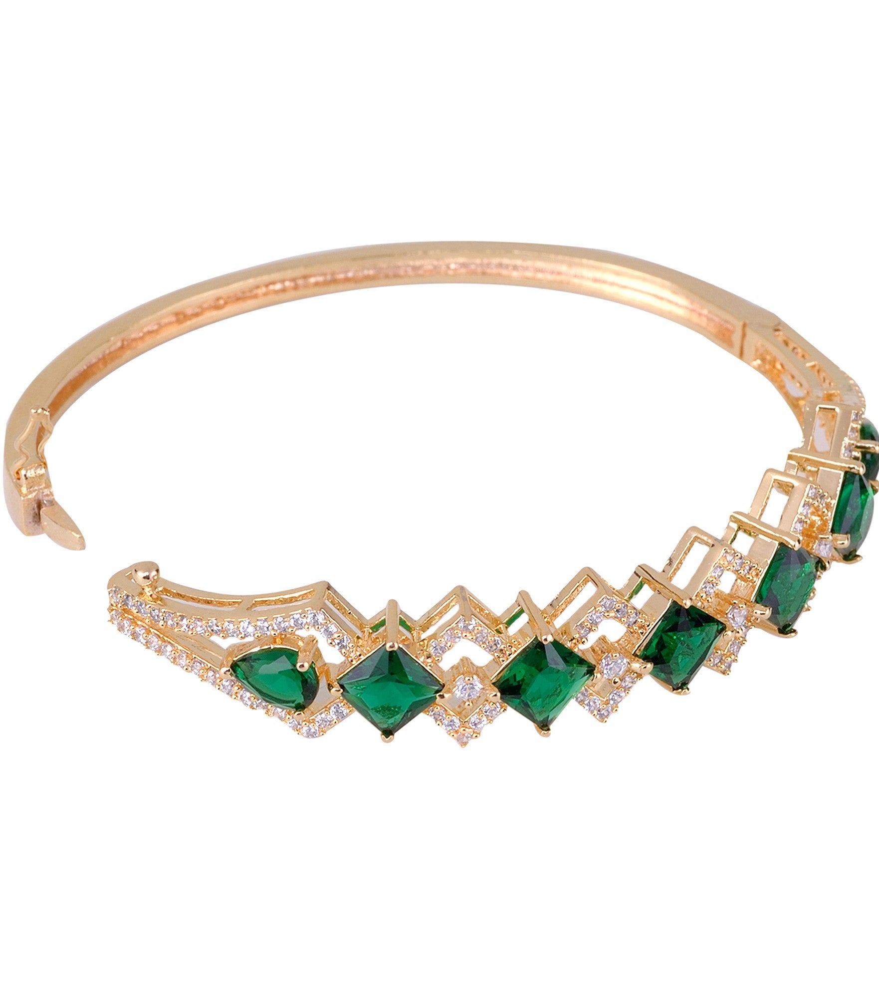 Gold plated Green AD studded handcrafted stylish Bracelet for Women & Girls