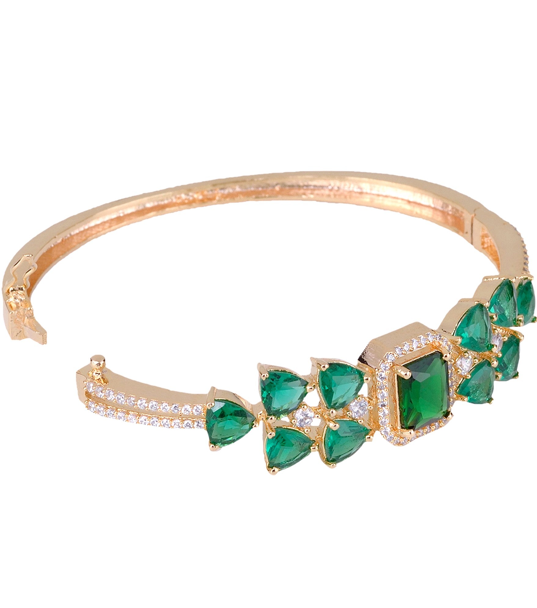 Gold plated Green AD studded handcrafted stylish Bracelet for Women & Girls