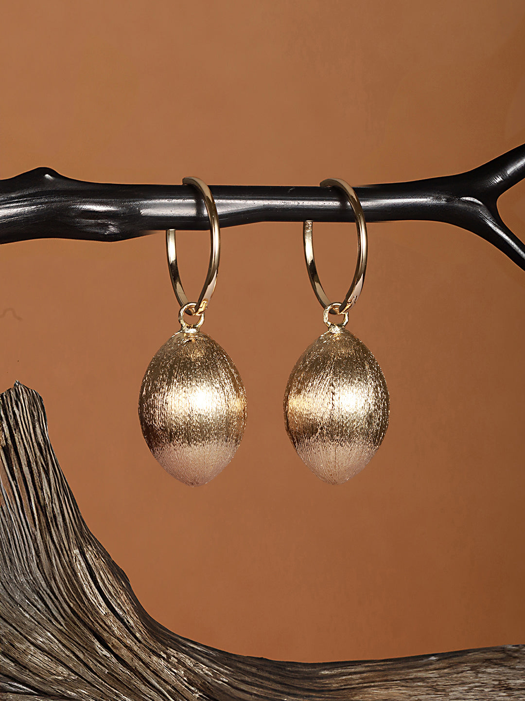 Anti-Tarnish Gold Plated Hoop Oval Shaped Earrings