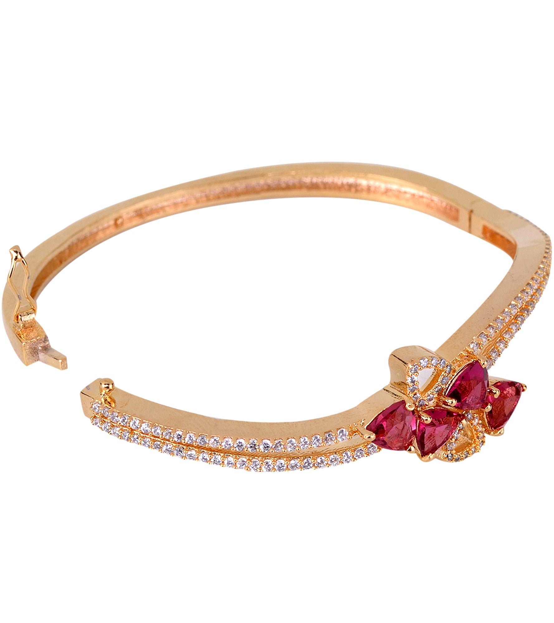 Gold plated Ruby AD studded handcrafted Bracelet for Women & Girls