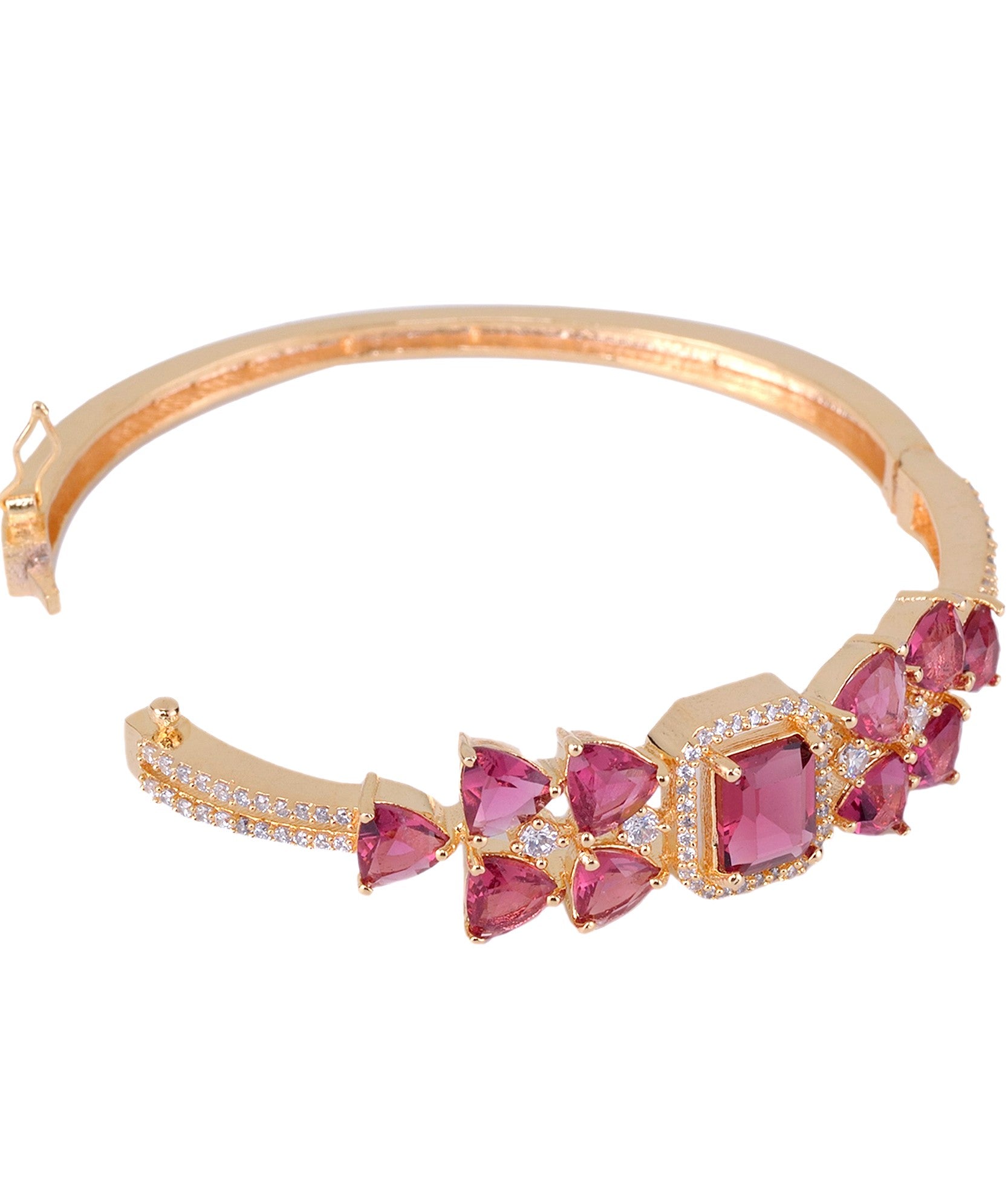 Gold plated Ruby AD studded handcrafted designer Bracelet for Women & Girls