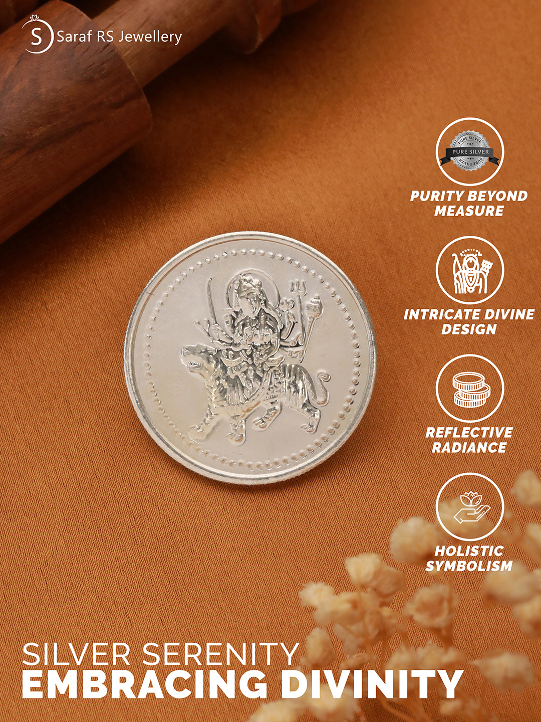 Maa sherawali 10 gram 999 Round Silver Coin