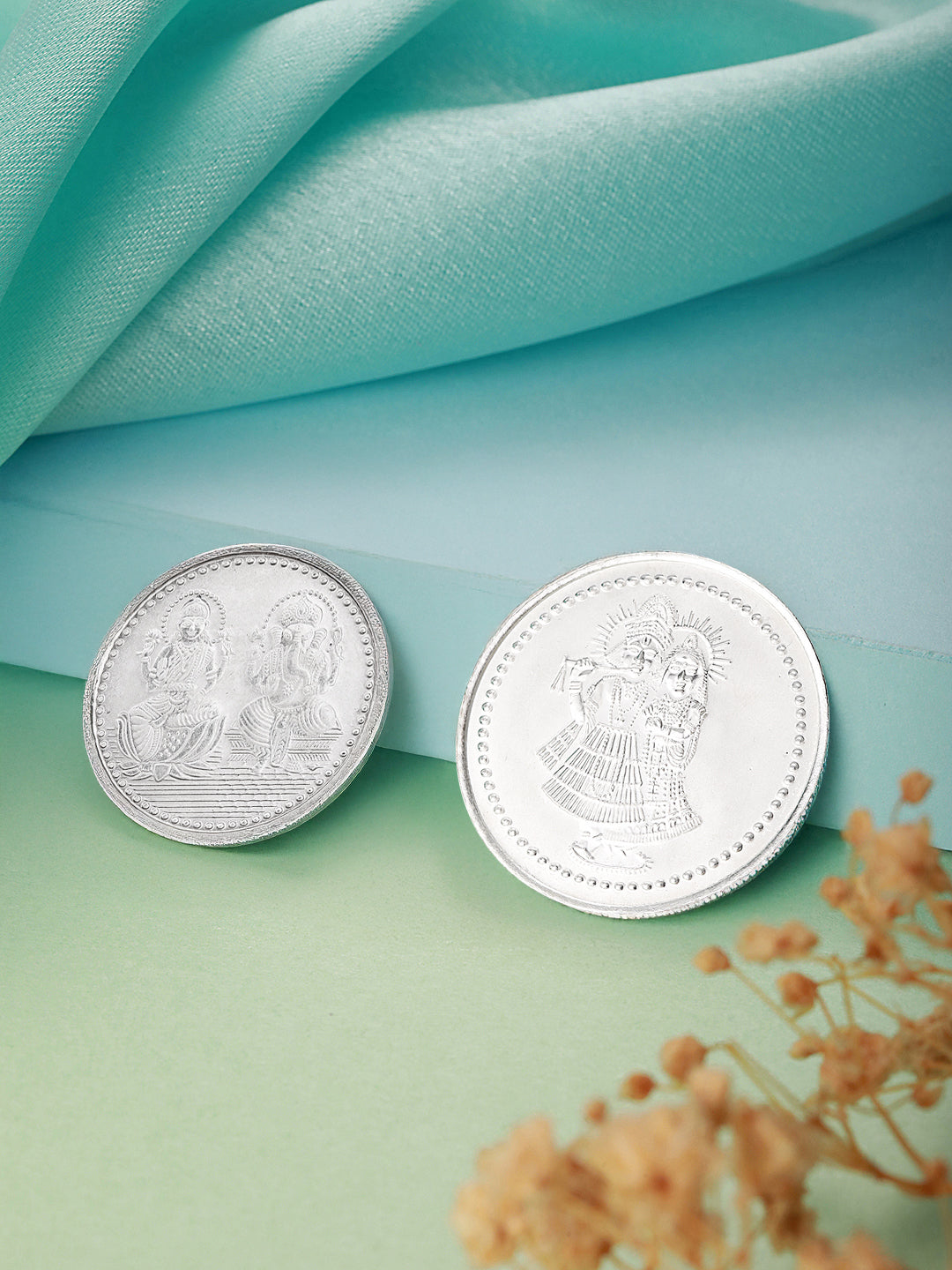 Enchanting Radhe Krishna 10 gram & Maa laxmi & Lord Ganesha 5 gram Silver Coin