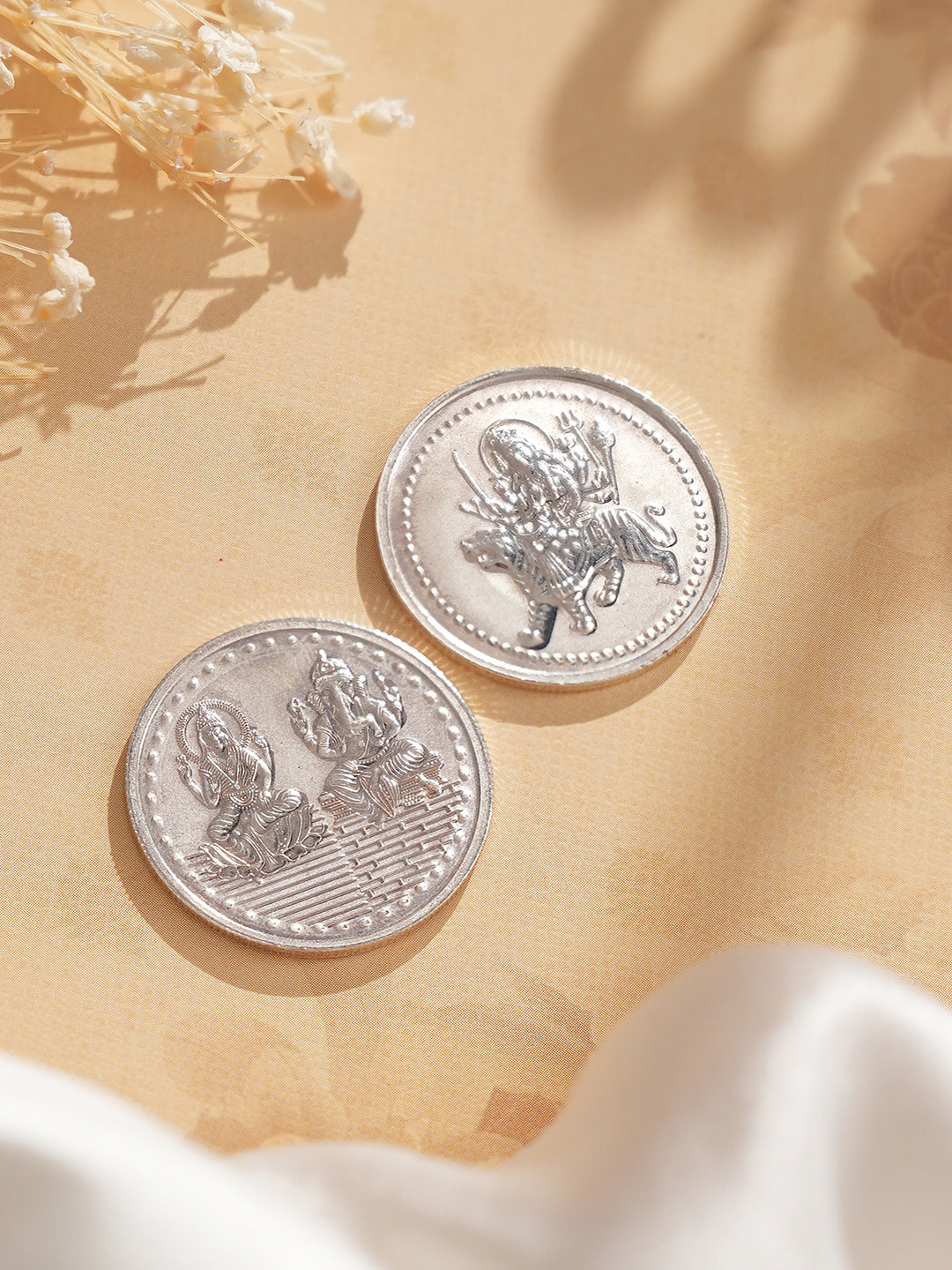 Laxmi Ganesh & Maa sherawali each 10 gram 999 Round Silver Coin