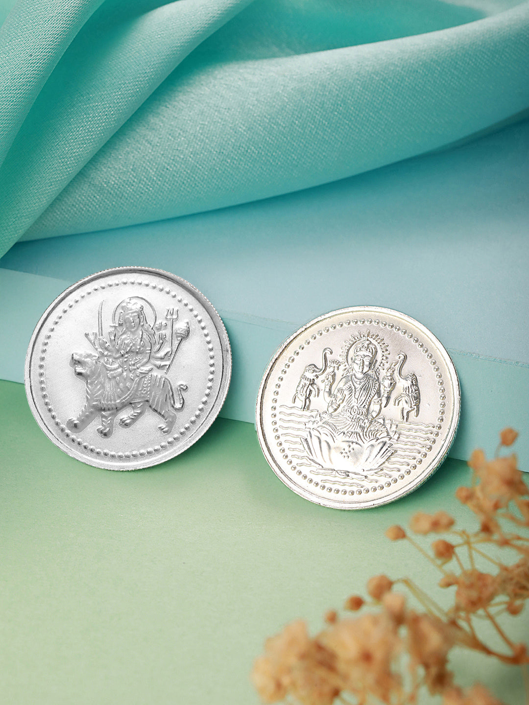 Shri Laxmi & Maa sherawali each 10 gram 999 Round Silver Coin