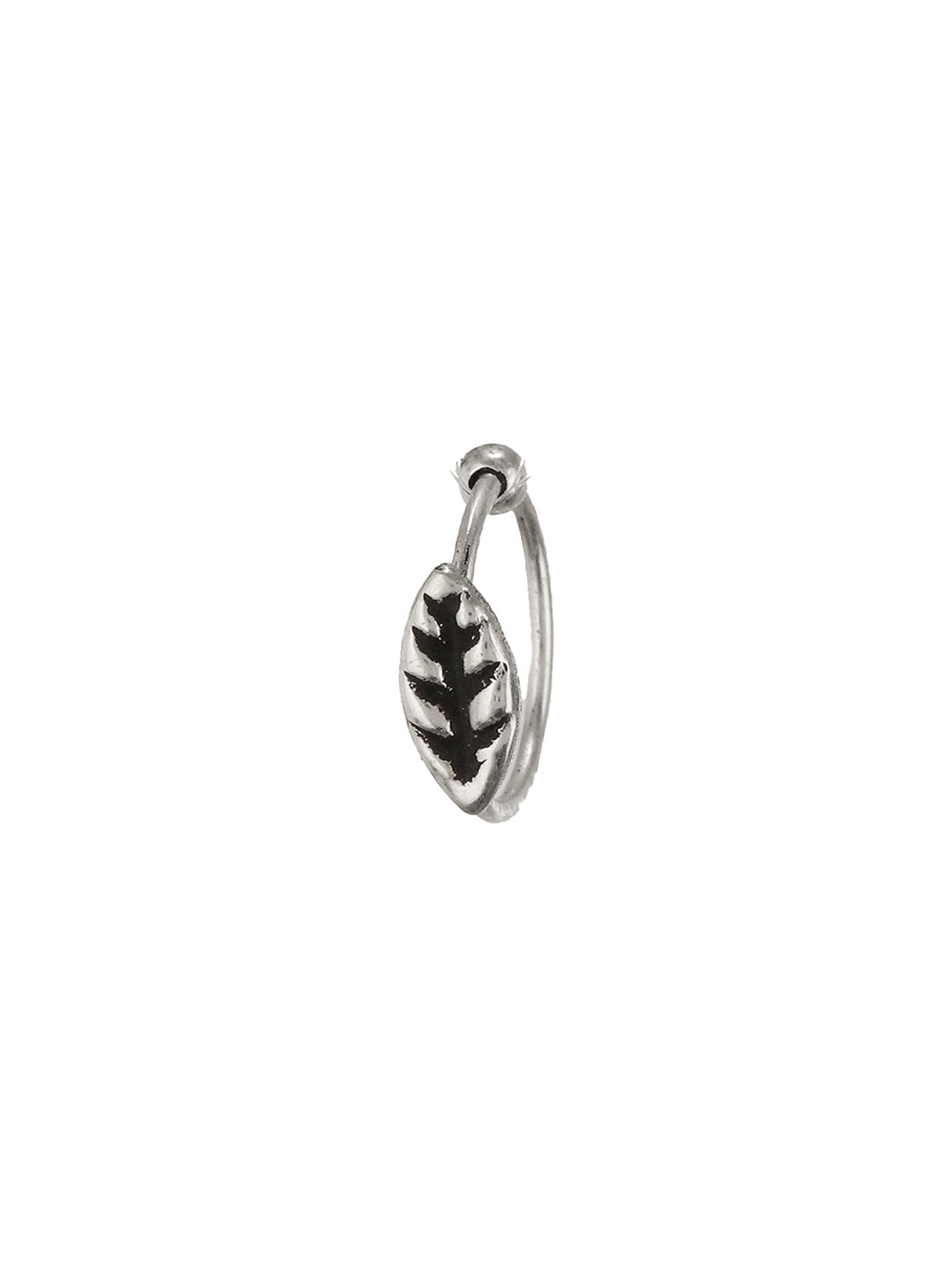 925 Sterling Silver Oxidised Leafy Nose Pin Studs For Women