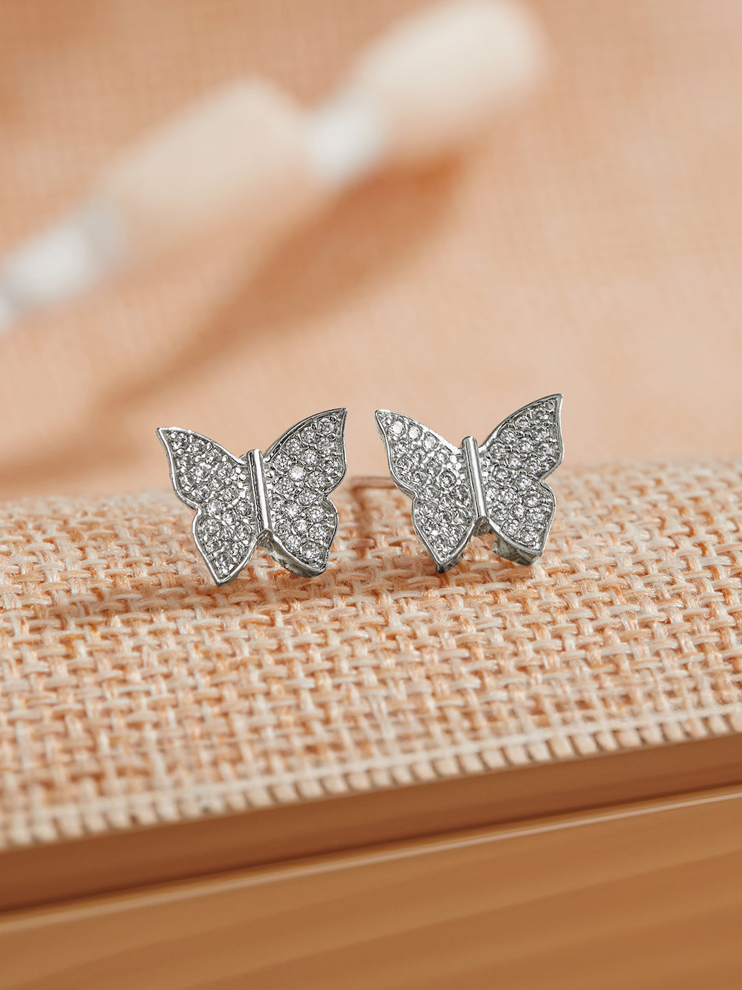 925 Sterling Silver Cubic Zirconia Butterfly Studds Earrings