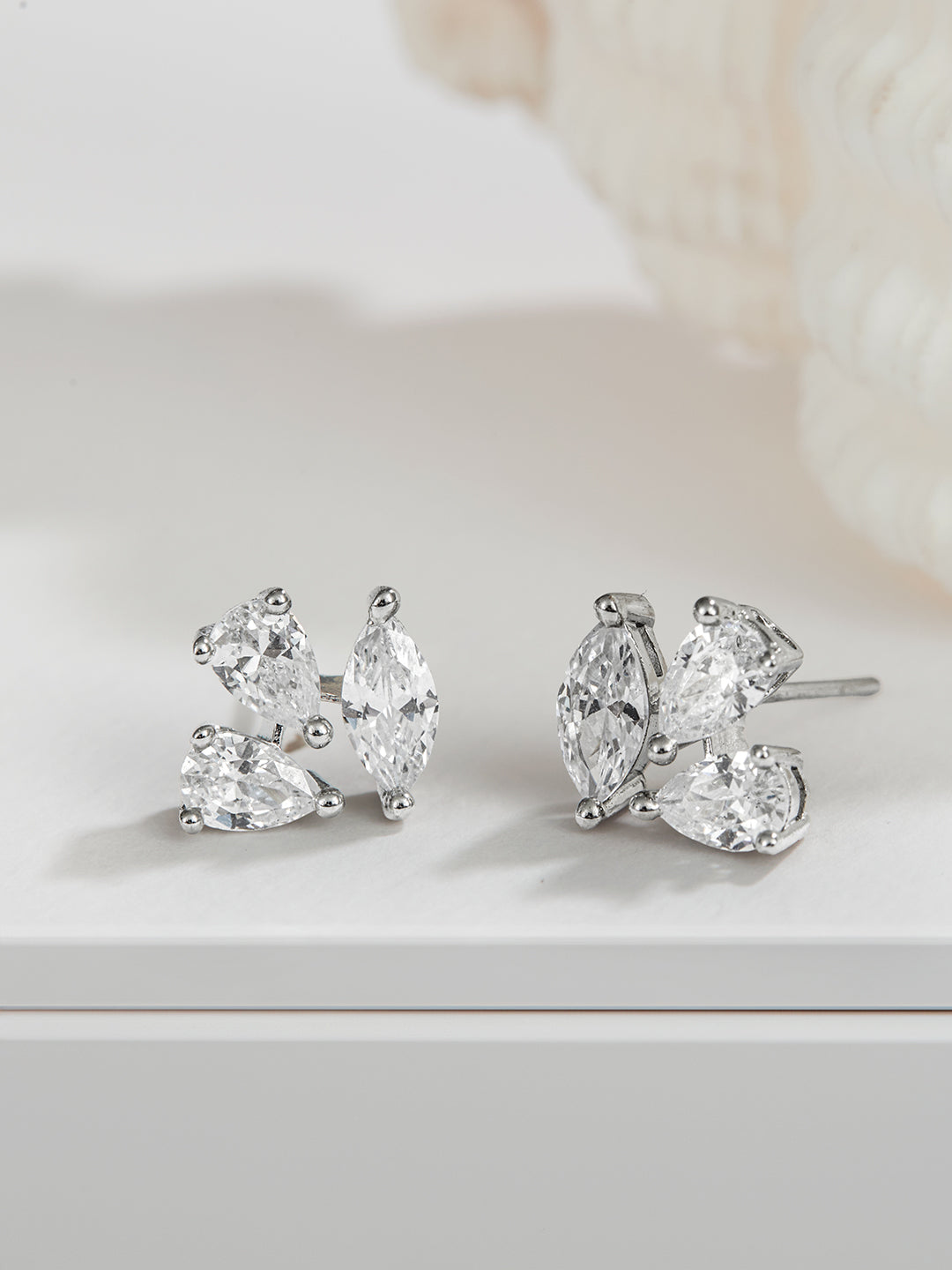 925 Sterling Silver Rhodium Plated Quirky Minimal Studds Earrings