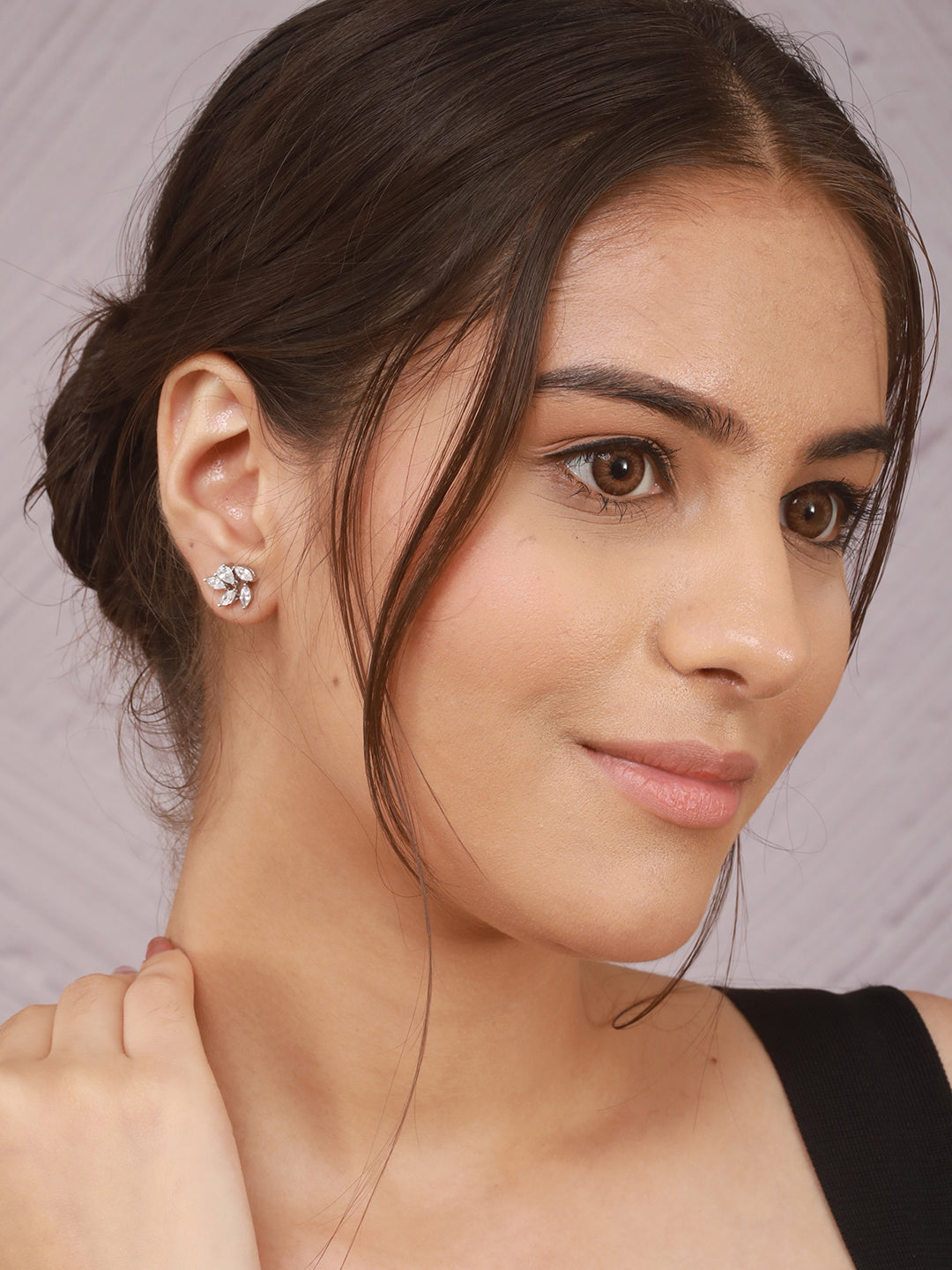 925 Sterling Silver Rhodium Plated Marquise CZ Solitaire Studds Earrings