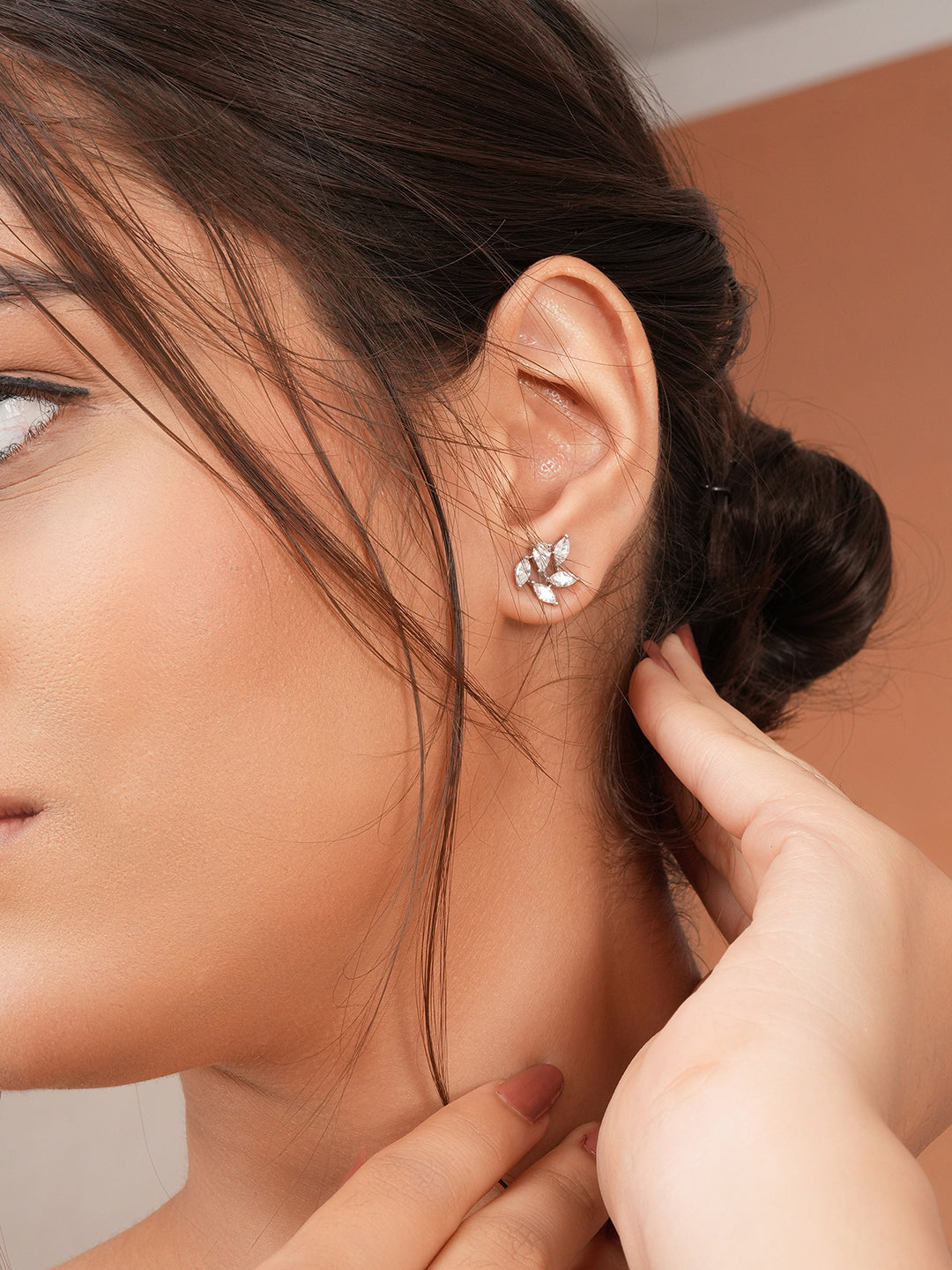 925 Sterling Silver Rhodium Plated Marquise CZ Solitaire Studds Earrings