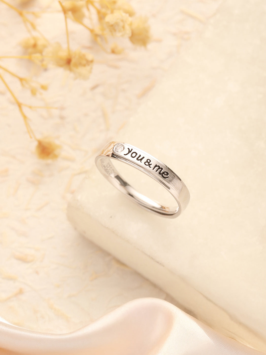 925 Sterling Silver Rhodium Plated Contemporary Adjustable Band Coupe Finger Ring For Her