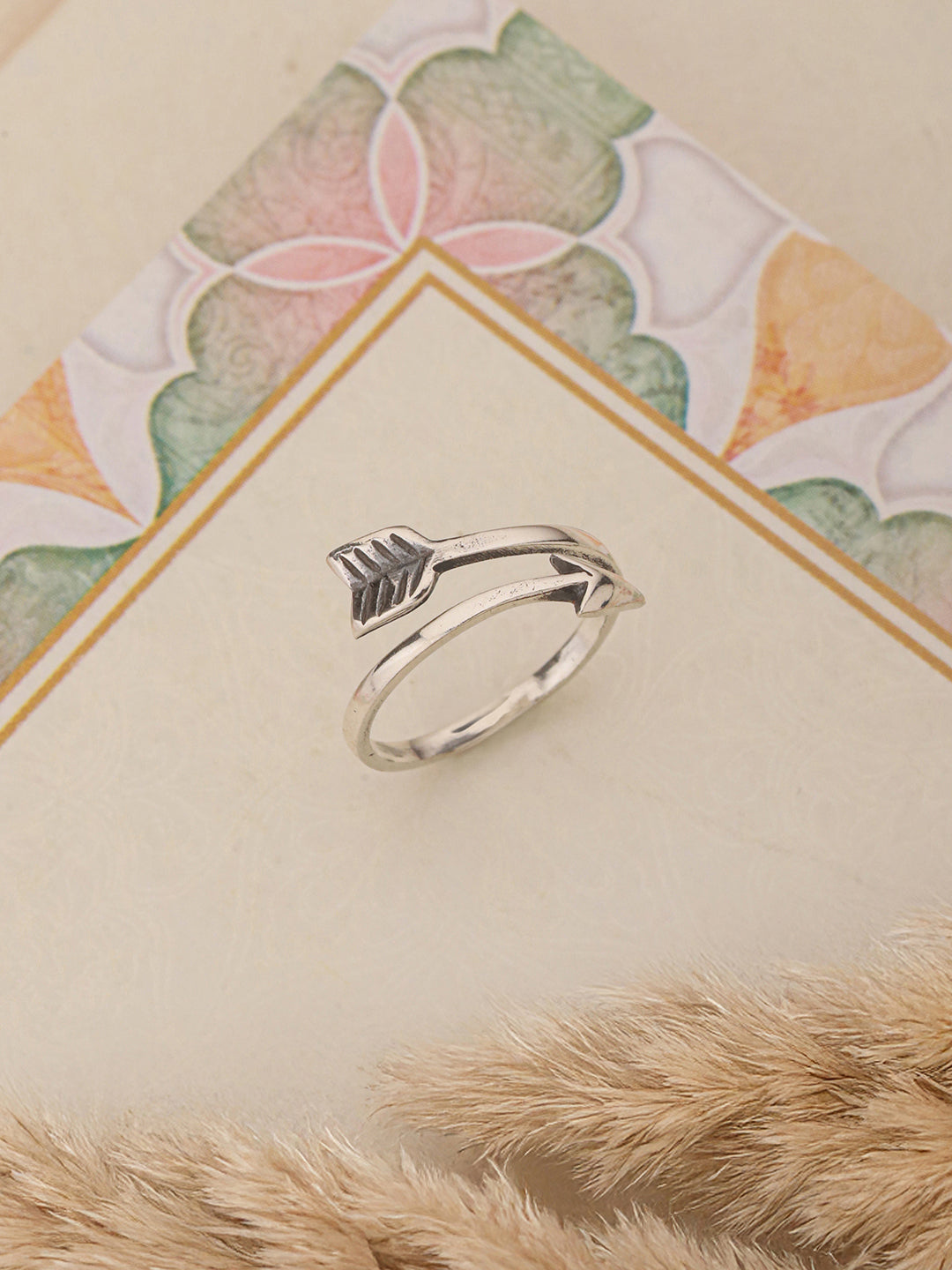 925 Sterling Silver Oxidised Dailywear Minimal Trendy Arrow  Adjustable Finger Ring