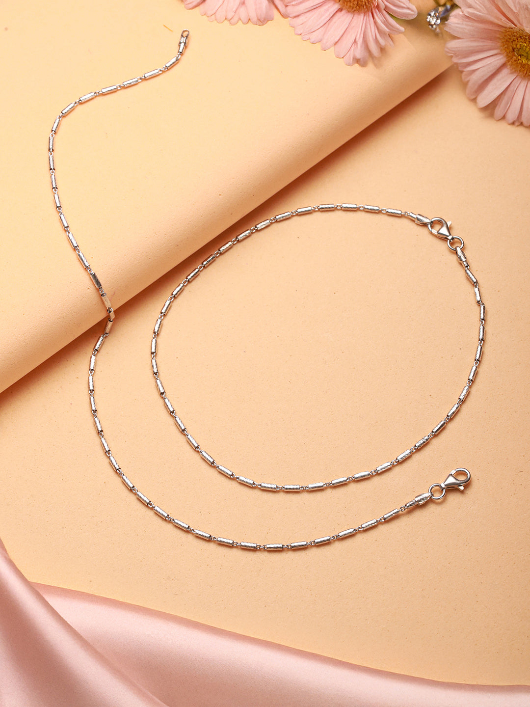 925 Sterling Silver Rhodium Plated Delicate Trendy Link Pair of Payal Anklet