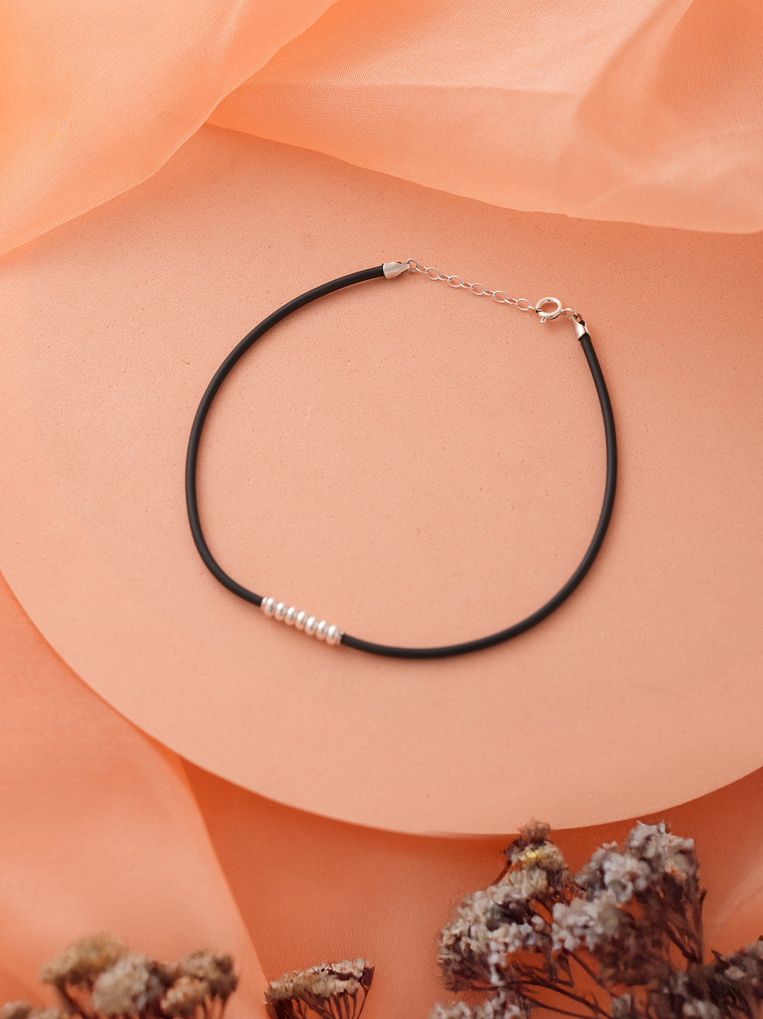 925 Sterling Silver Black Thread  With Silver Handcrafted Payal Anklet